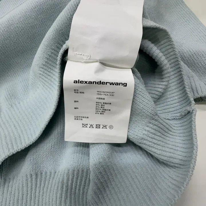 Alexander Wang Alexander Wang Blue Embossed Logo Knit T-Shirt - Size XS / US 0-2 / IT 36-38 - 1 Thumbnail