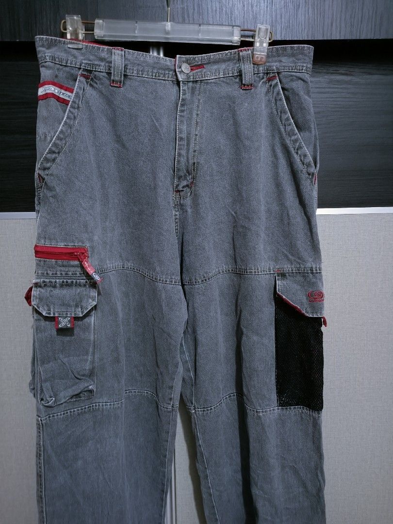 Japanese Brand Y2K Piko Grey Tech Cargo Jeans (W34) Size US 34 / EU 50 - 2 Thumbnail