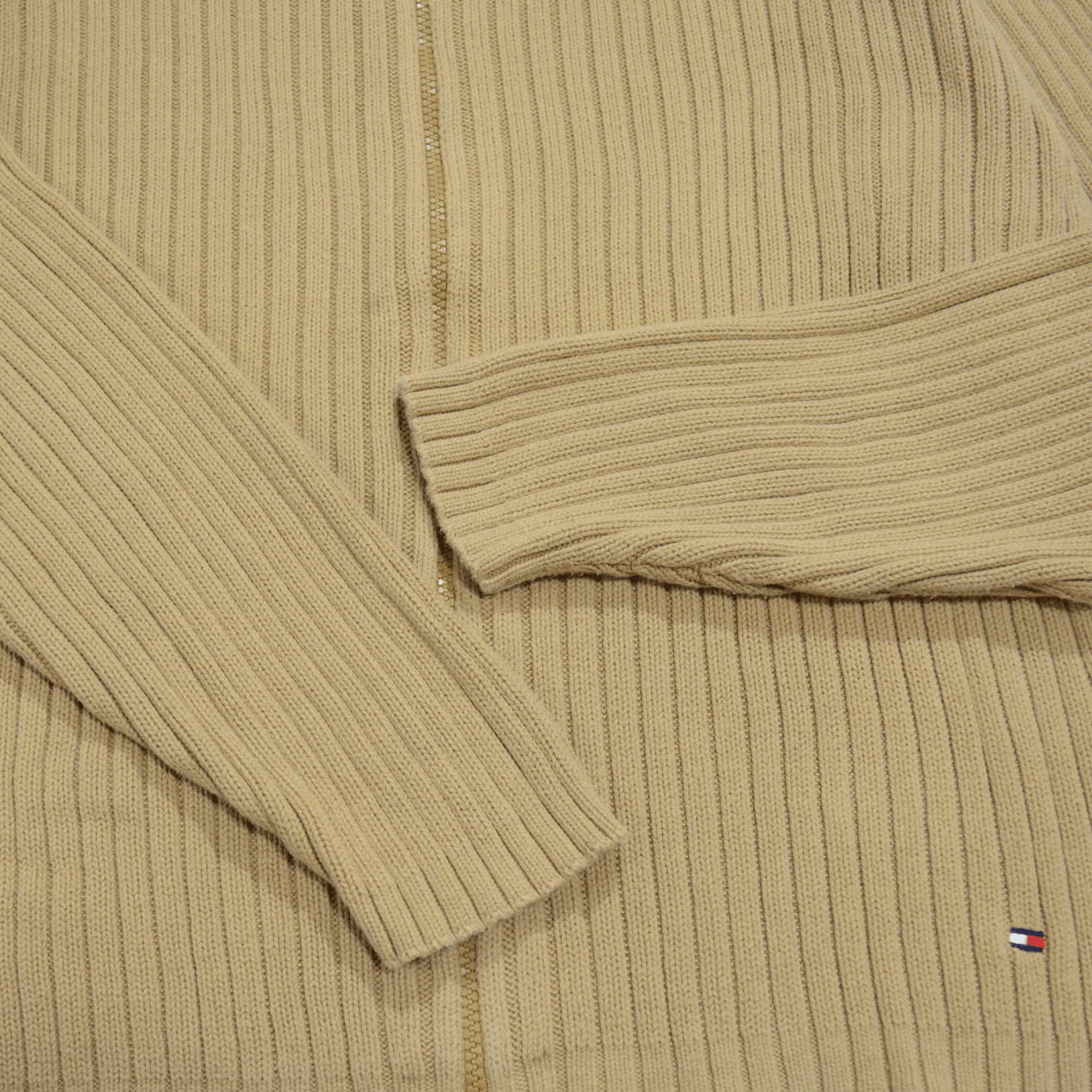 Tommy Hilfiger × Vintage Vintage Tommy Hilfiger Cream Full Zip Knit Sweater Y2K 90s Size US L / EU 52-54 / 3 - 5 Thumbnail