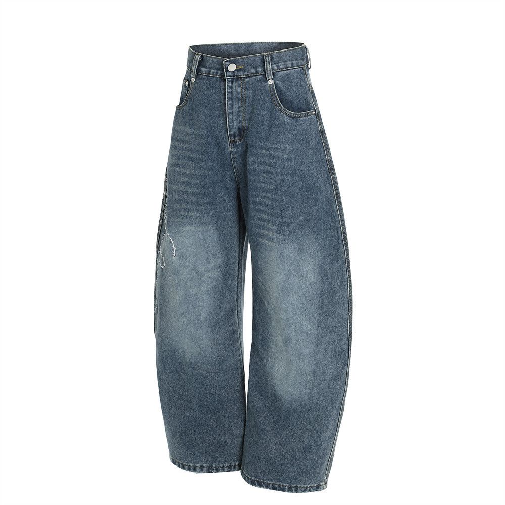 Japanese Brand × Jean Men's washed distressed trendy letter print scimitar jeans Size US 32 / EU 48 - 2 Thumbnail
