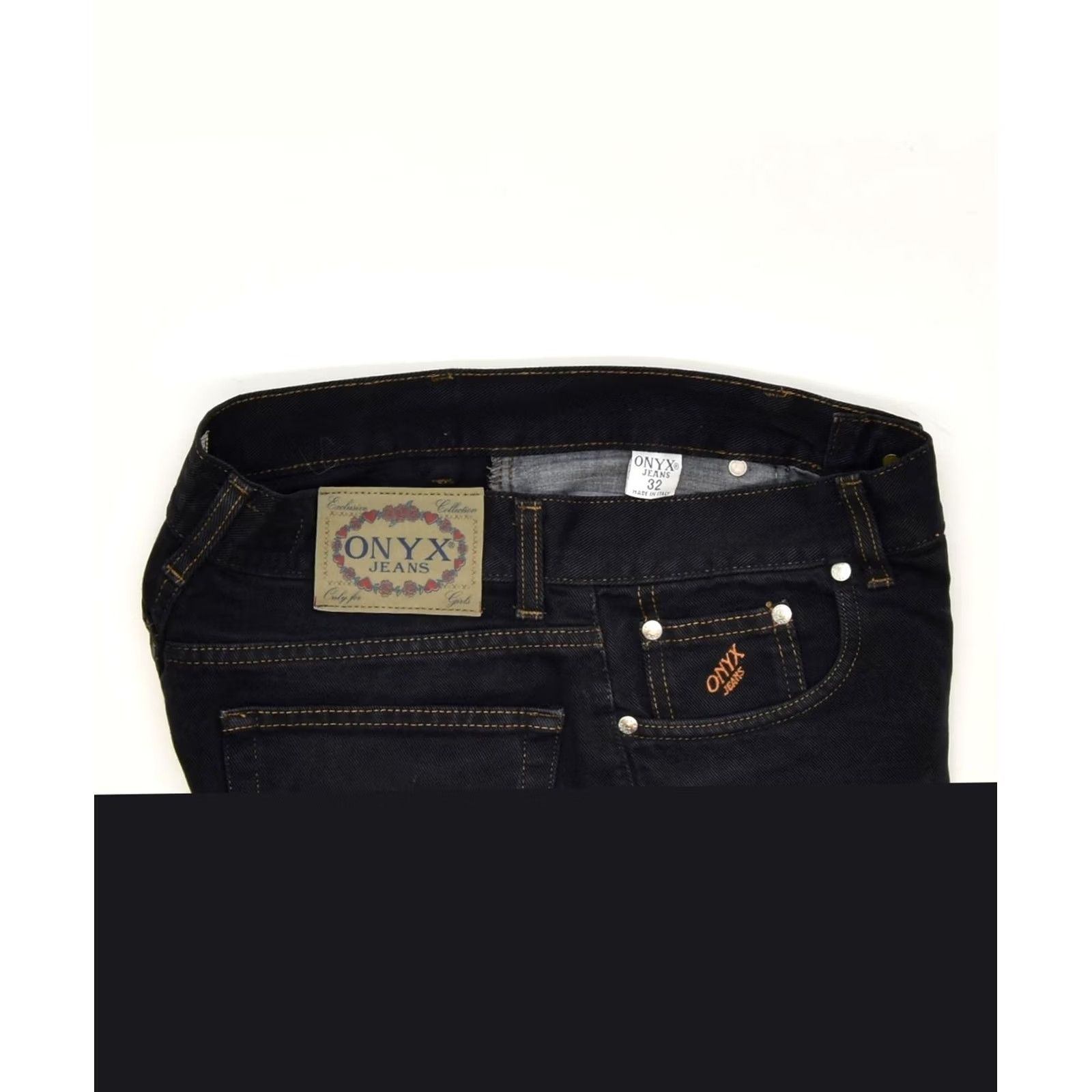 Vintage ONYX Womens Tapered Jeans Black Cotton Classic W32 L30 Size 24" / US 00 / IT 34 - 3 Thumbnail