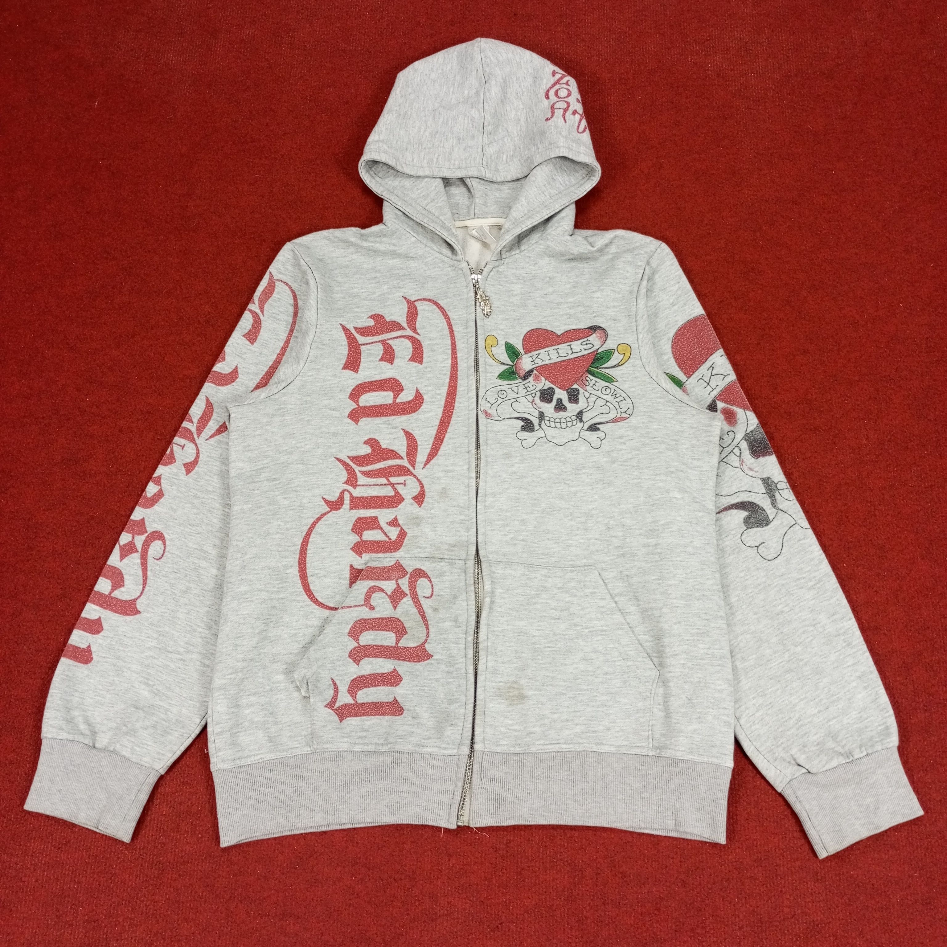 Christian Audigier Ed Hardy Designer Brand Skulls Design Zipper Hoodies Size US M / EU 48-50 / 2 - 3 Thumbnail