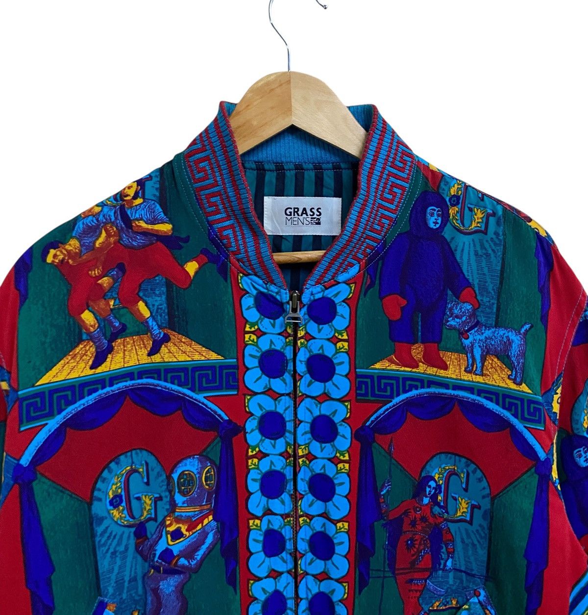 Vintage Rare Vintage Brand Grass Men Full Print Silk Jacket 1990s Size US L / EU 52-54 / 3 - 4 Thumbnail
