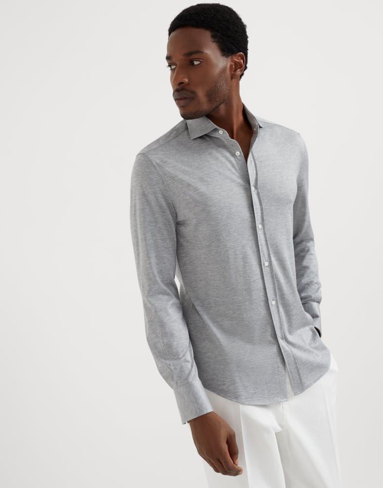 o1w1db10825 Silk-Cotton Blend Shirt in Grey