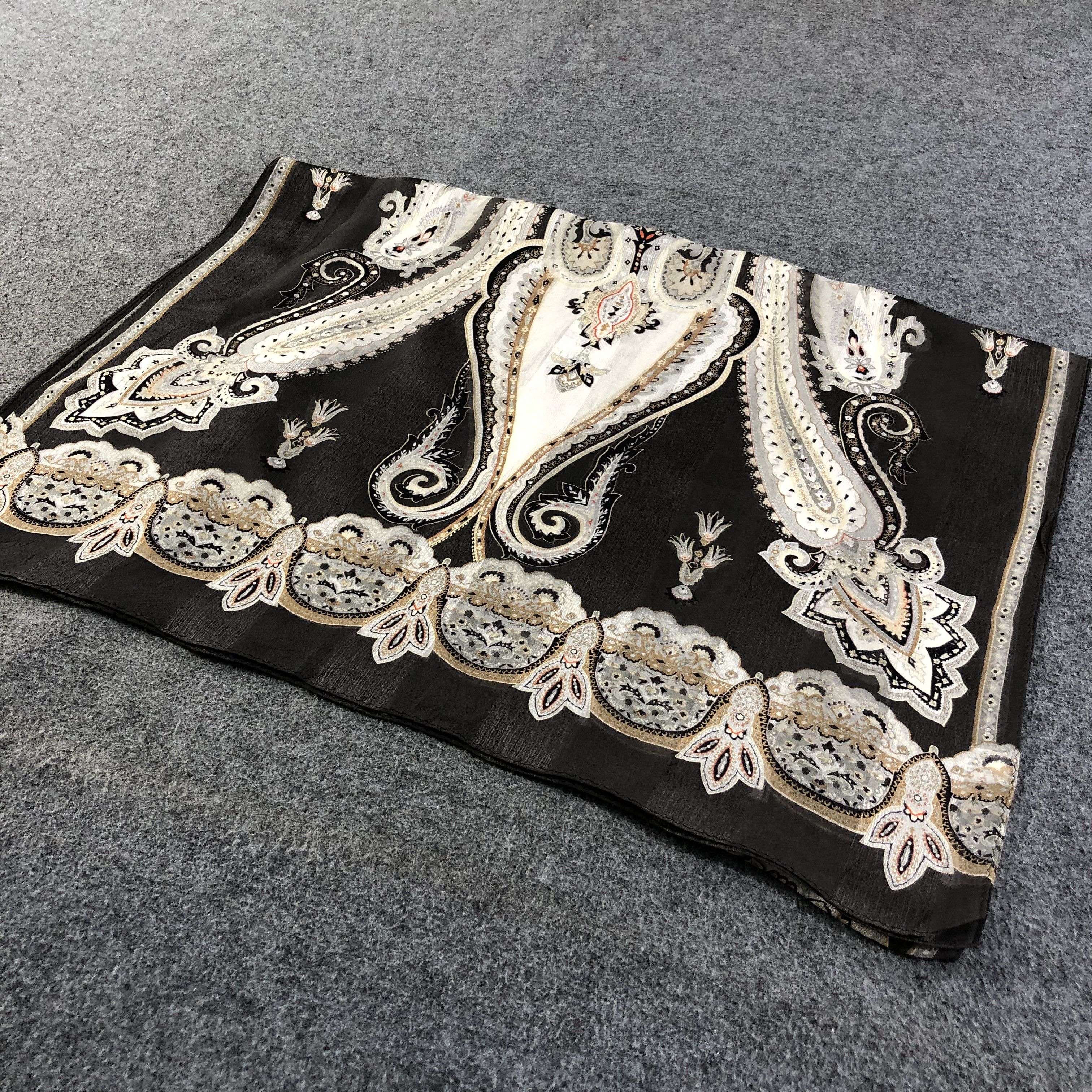 Vintage Vintage Luxury Design Silk Stole Silk Scarf M583 Size ONE SIZE - 3 Thumbnail