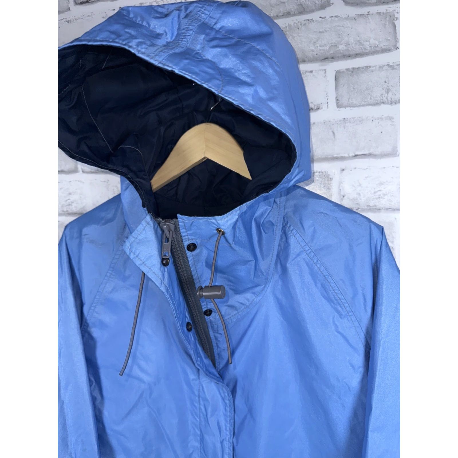 Vintage VTG COLUMBIA Gore Tex Nylon Blue Hooded Jacket Womens L Size L / US 10 / IT 46 - 3 Thumbnail