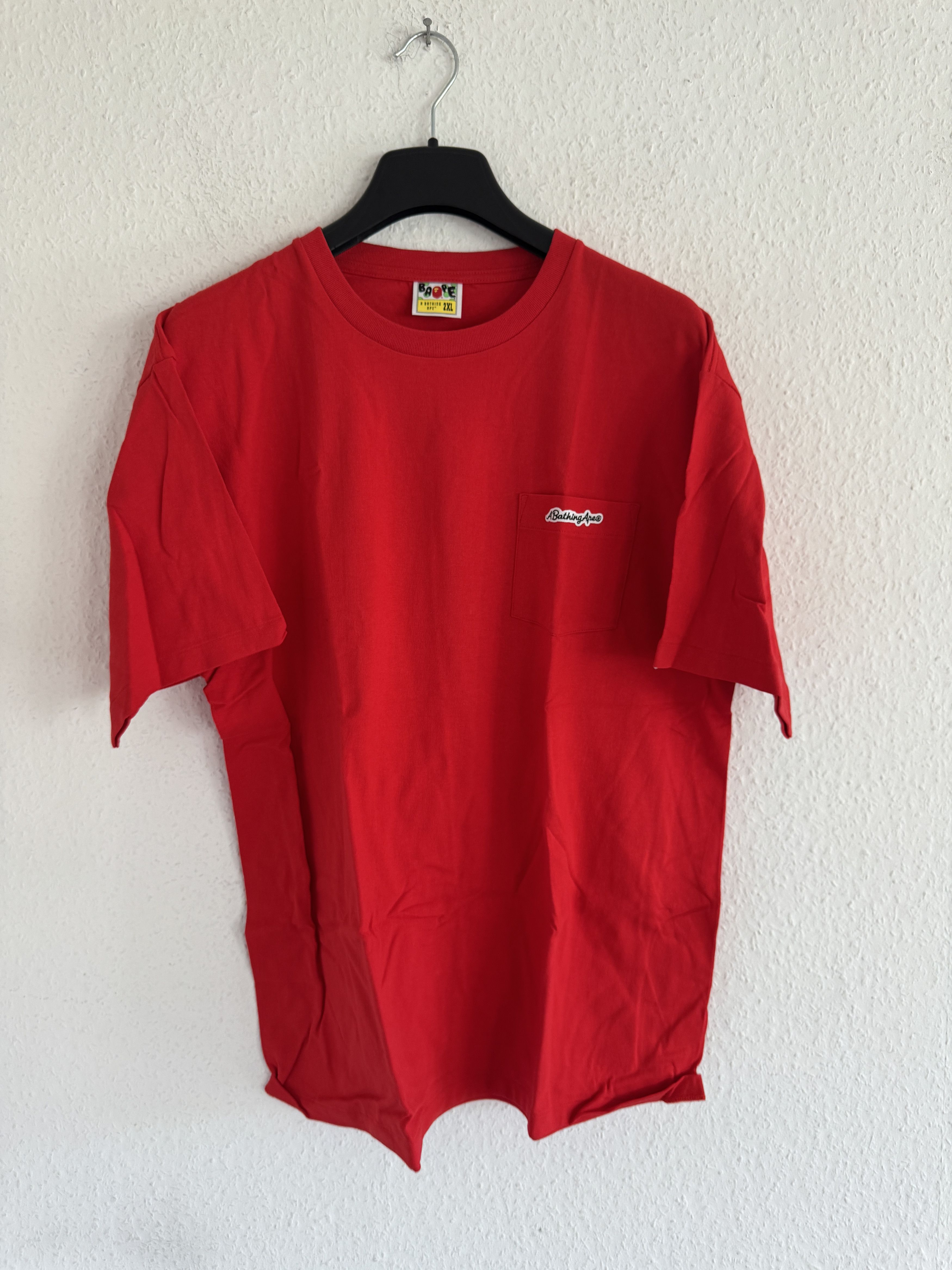 Bape Red Embroidered Pocket Tee Size US XXL / EU 58 / 5 - 1 Thumbnail