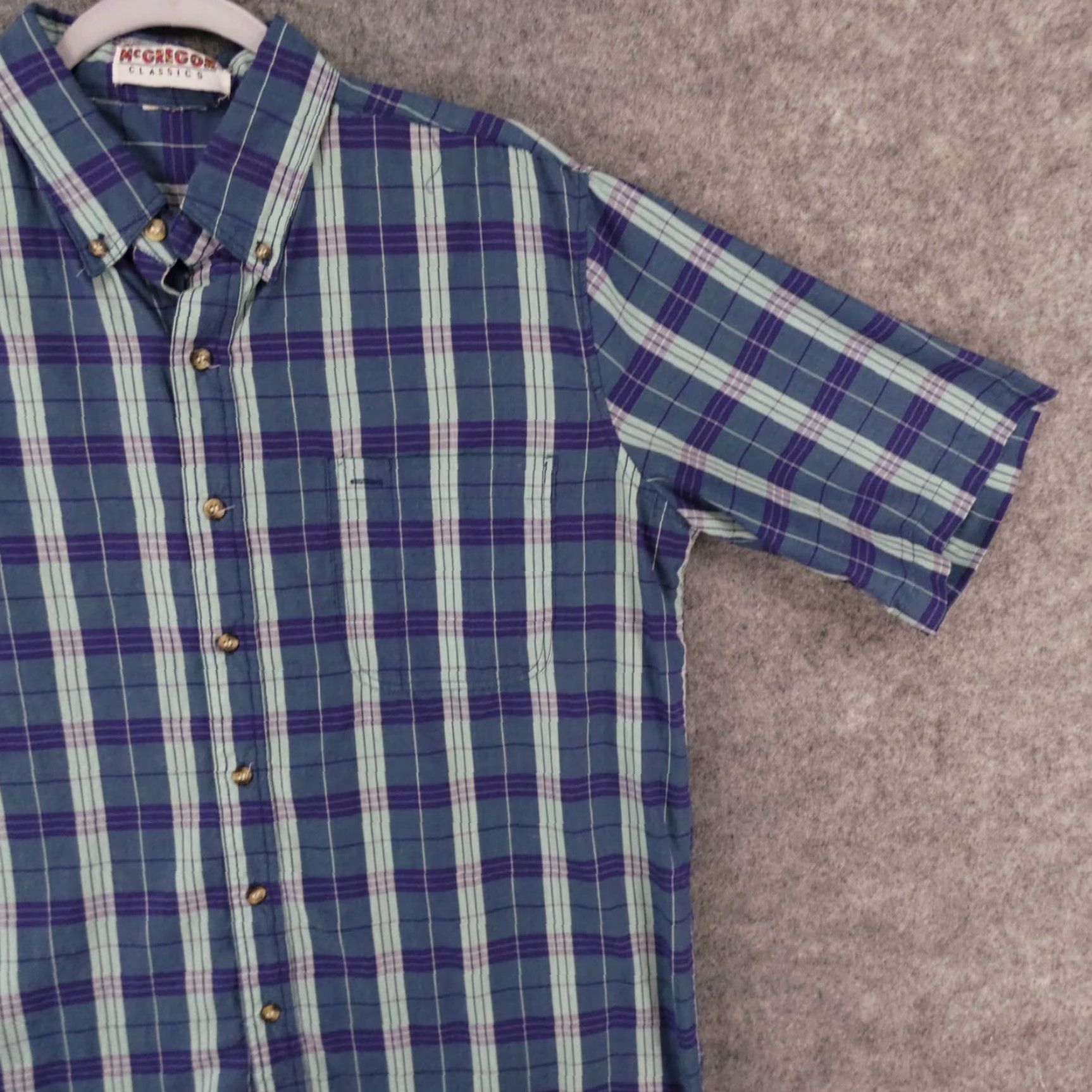McGregor McGregor Shirt Mens L Short Sleeve Button-Up Blue Plaid Classic Size US L / EU 52-54 / 3 - 6 Thumbnail