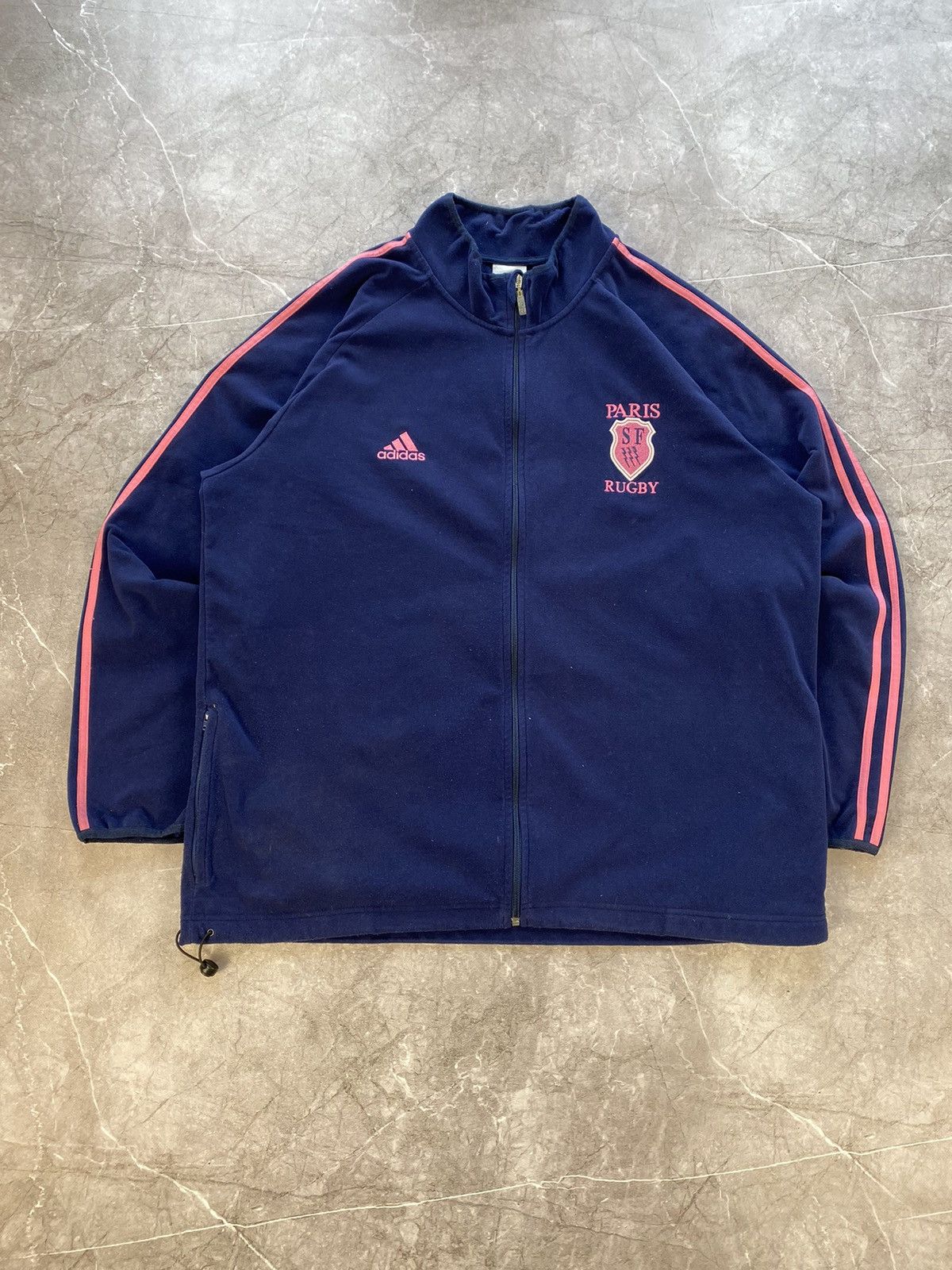 Adidas × Vintage OOs Adidas Paris Rugby Staid Francais Zip Up Fleece Jacket Size US XL / EU 56 / 4 - 2 Thumbnail