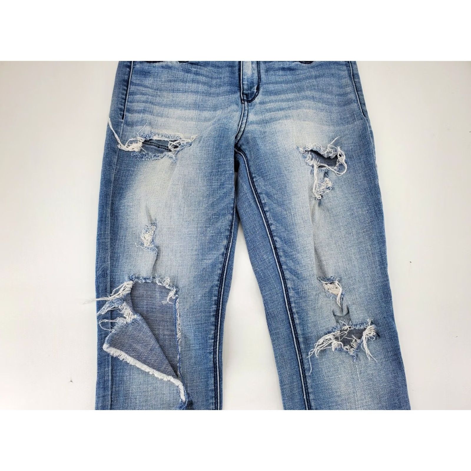 American Eagle Outfitters American Eagle Distressed Sky High Jegging Size 4 Regular Jeans Blue Women XS-XL? Size 27" / US 4 / IT 40 - 4 Thumbnail