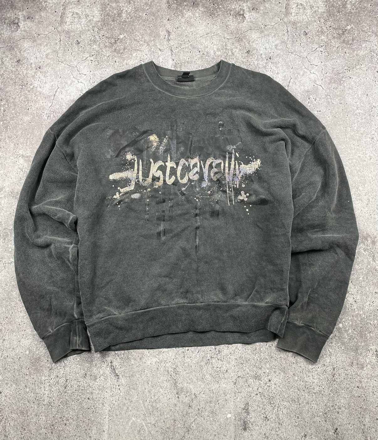 Japanese Brand × Just Cavalli × Vintage 90's Cavalli Contrast Graphic Sweatshirt Japan washed gray Size US L / EU 52-54 / 3 - 1 Thumbnail