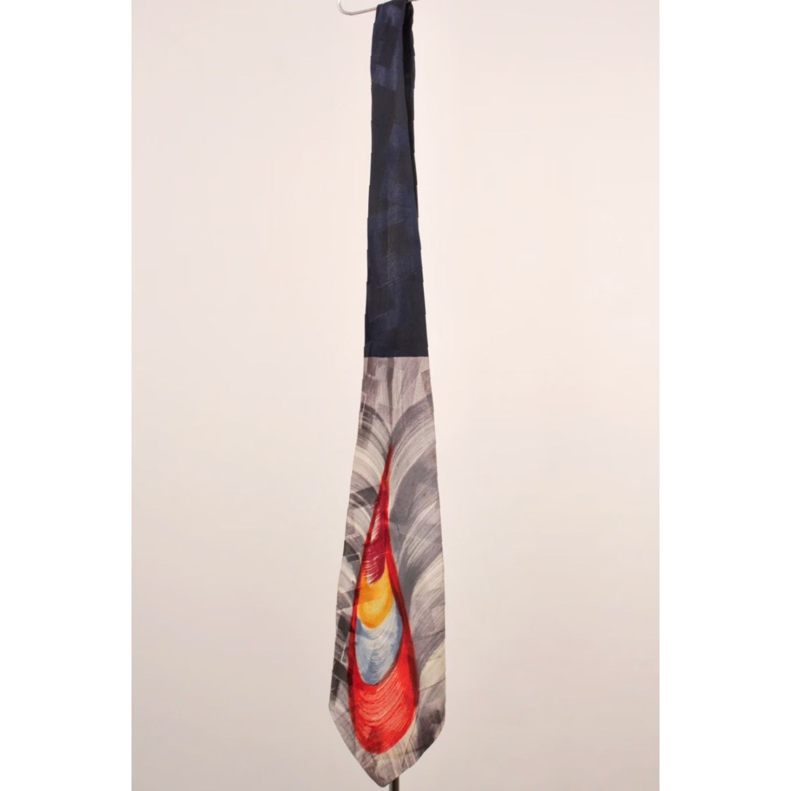 Vintage VTG Bovis Necktie Shirt 1940s Men Blue Red Hand Painted 40s Tie Size ONE SIZE - 2 Thumbnail