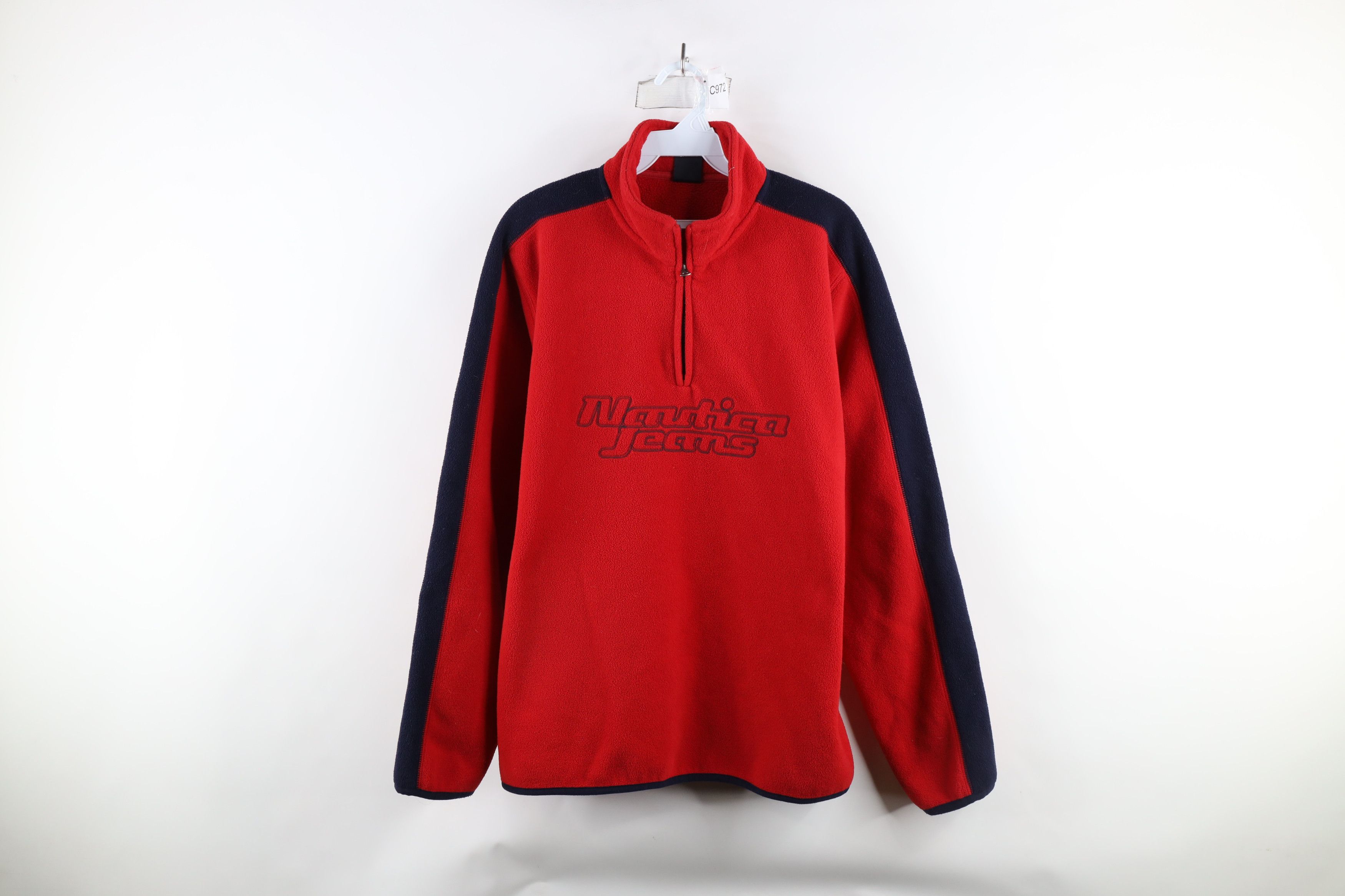 Nautica × Vintage Vintage 90s Nautica Script Half Zip Fleece Pullover Sweater Size US M / EU 48-50 / 2 - 1 Thumbnail