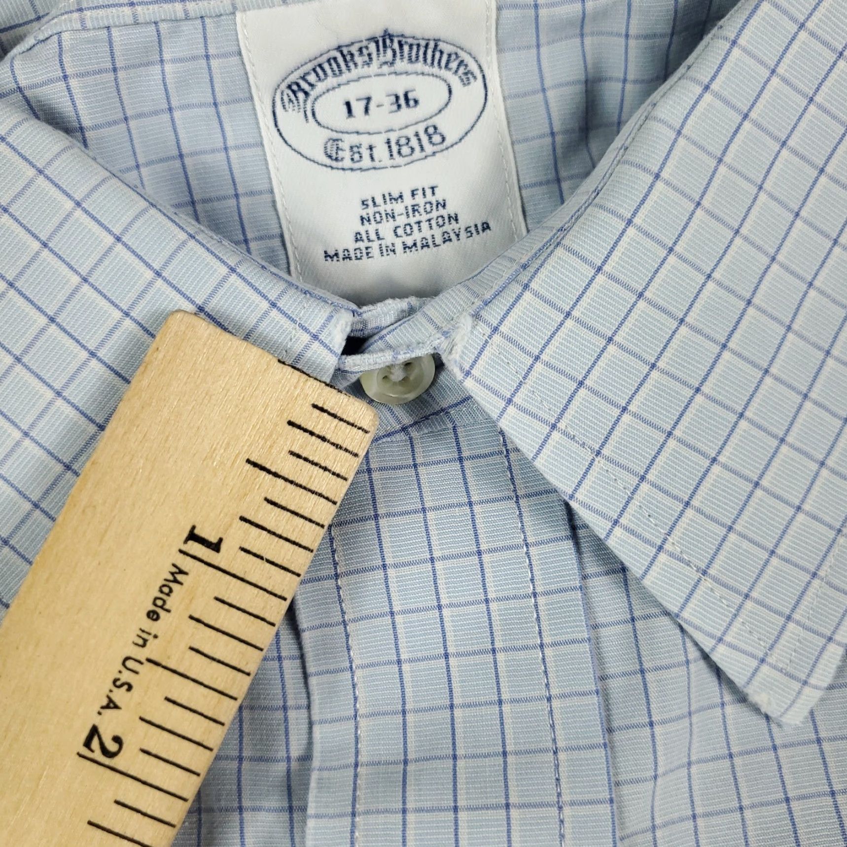 Brooks Brothers Brooks Brothers Dress Shirt Mens Size 17 Blue Check Long Sleeve Button Up Size 46R - 5 Thumbnail