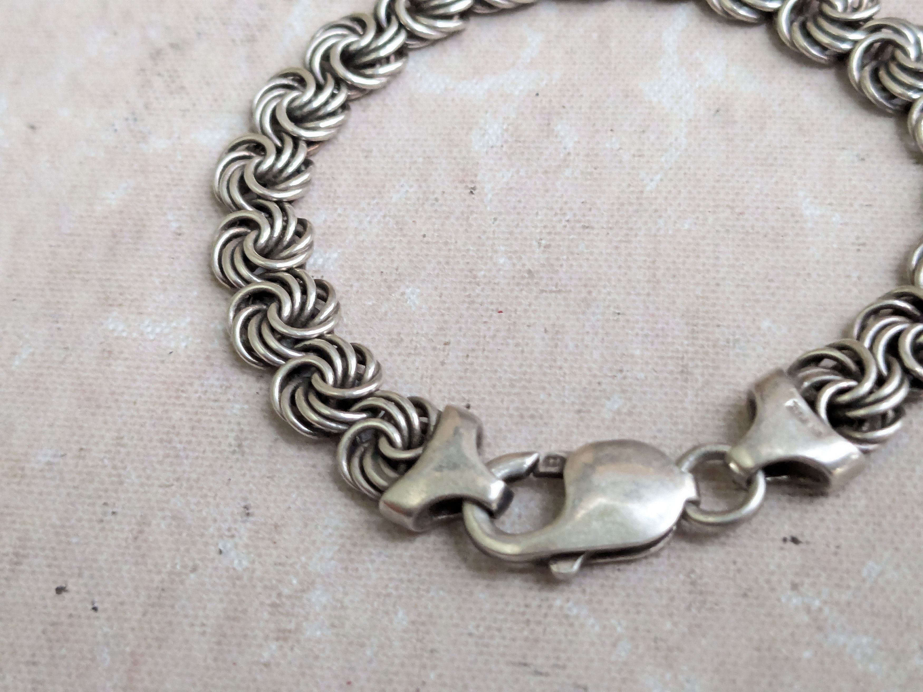 Jewelry Vintage Sterling Silver Bracelet Rosetta 6.5" Italy Size ONE SIZE - 3 Thumbnail