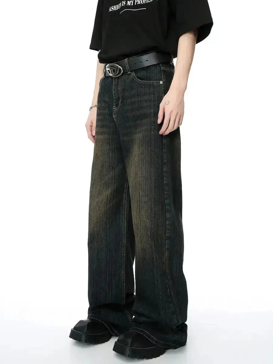 Japanese Brand Retro wide leg bamboo striped jeans Size US 32 / EU 48 - 1 Thumbnail