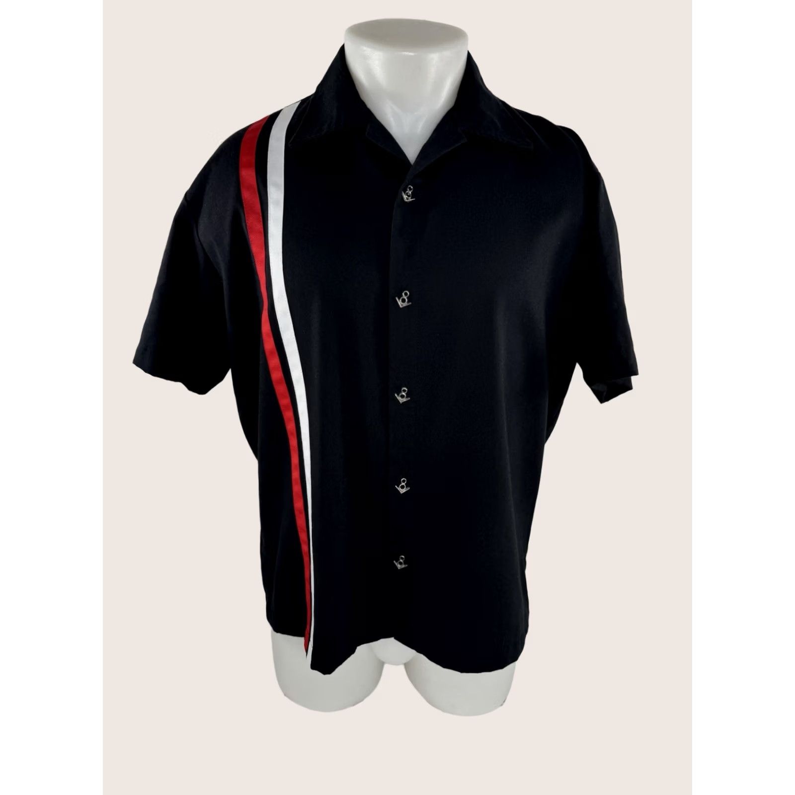 Vintage Steady Shirt Mens S Black Button-Up Short Sleeve Collared Racing Rat Pack V8 Buttons Hot Rod EXCELLENT Size US S / EU 44-46 / 1 - 1 Thumbnail