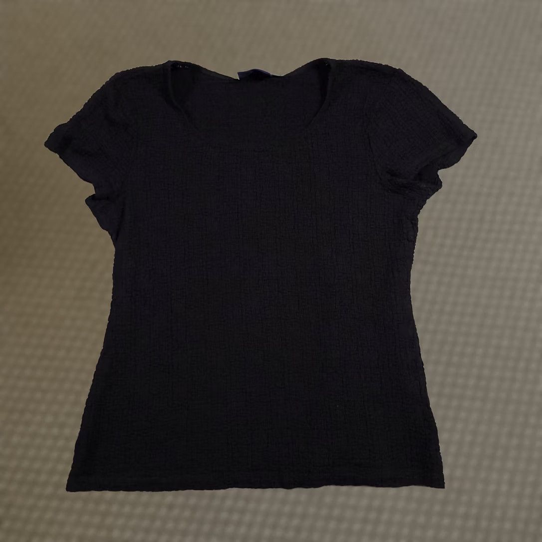 Croft & Barrow VINTAGE Croft & Barrow Shirt Women's Medium Black Short Sleeve Seersucker Pullover Size M / US 6-8 / IT 42-44 - 1 Thumbnail