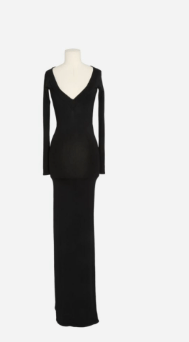 Saint Laurent Paris o1tp1o1224 Long Viscos V Neck Dress in Black Size XS / US 0-2 / IT 36-38 - 1 Thumbnail