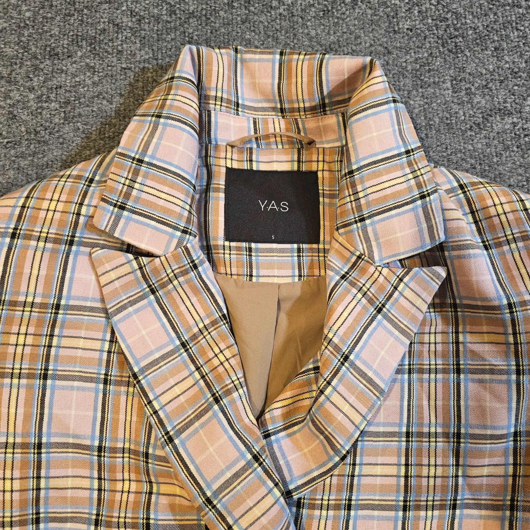 Vintage VINTAGE YAS Jacket Womens Size Small Beige Plaid Blazer Long Sleeve Y2K Clueless Size S / US 4 / IT 40 - 2 Thumbnail