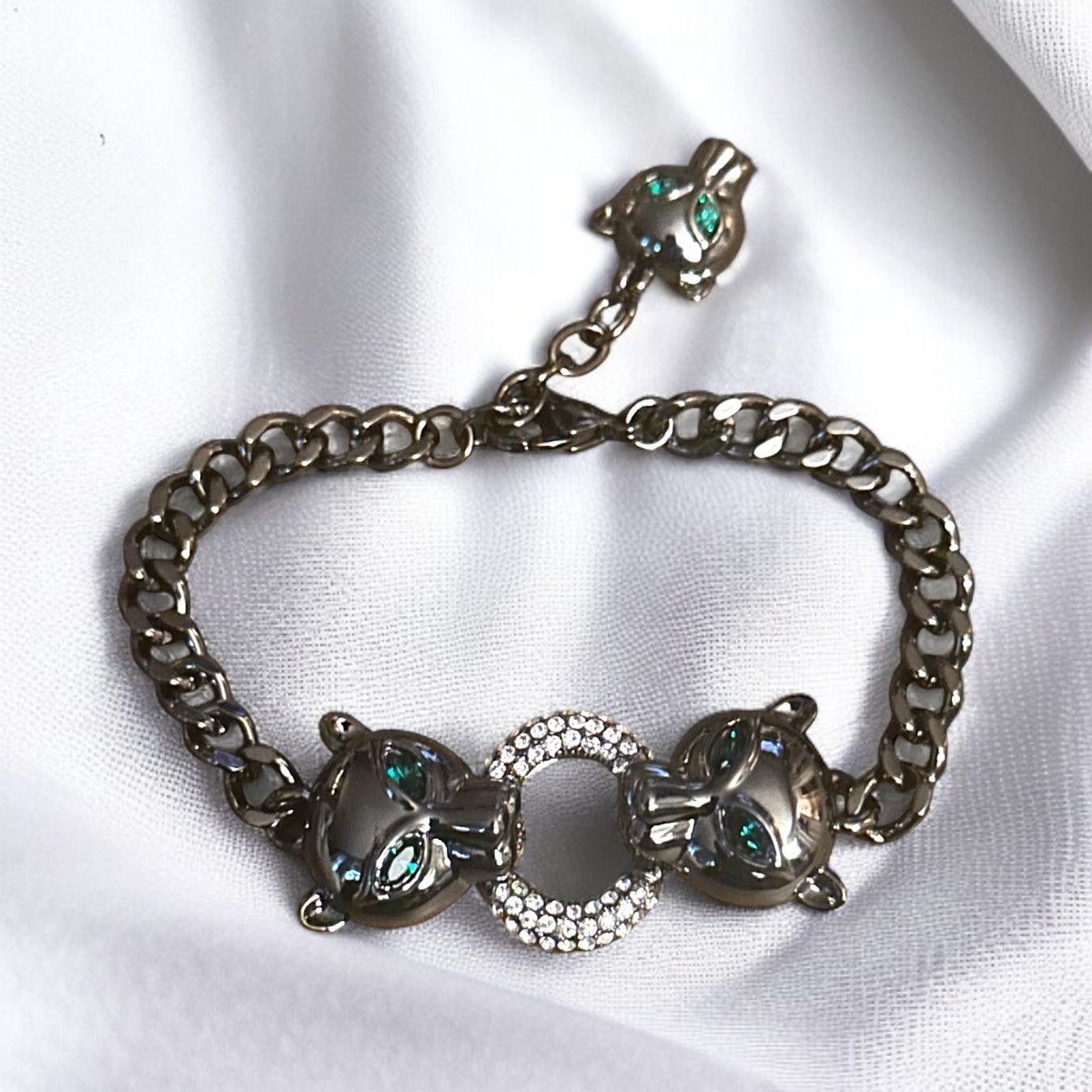 Other Gunmetal silver double panther head chain bracelet Size ONE SIZE - 1 Thumbnail
