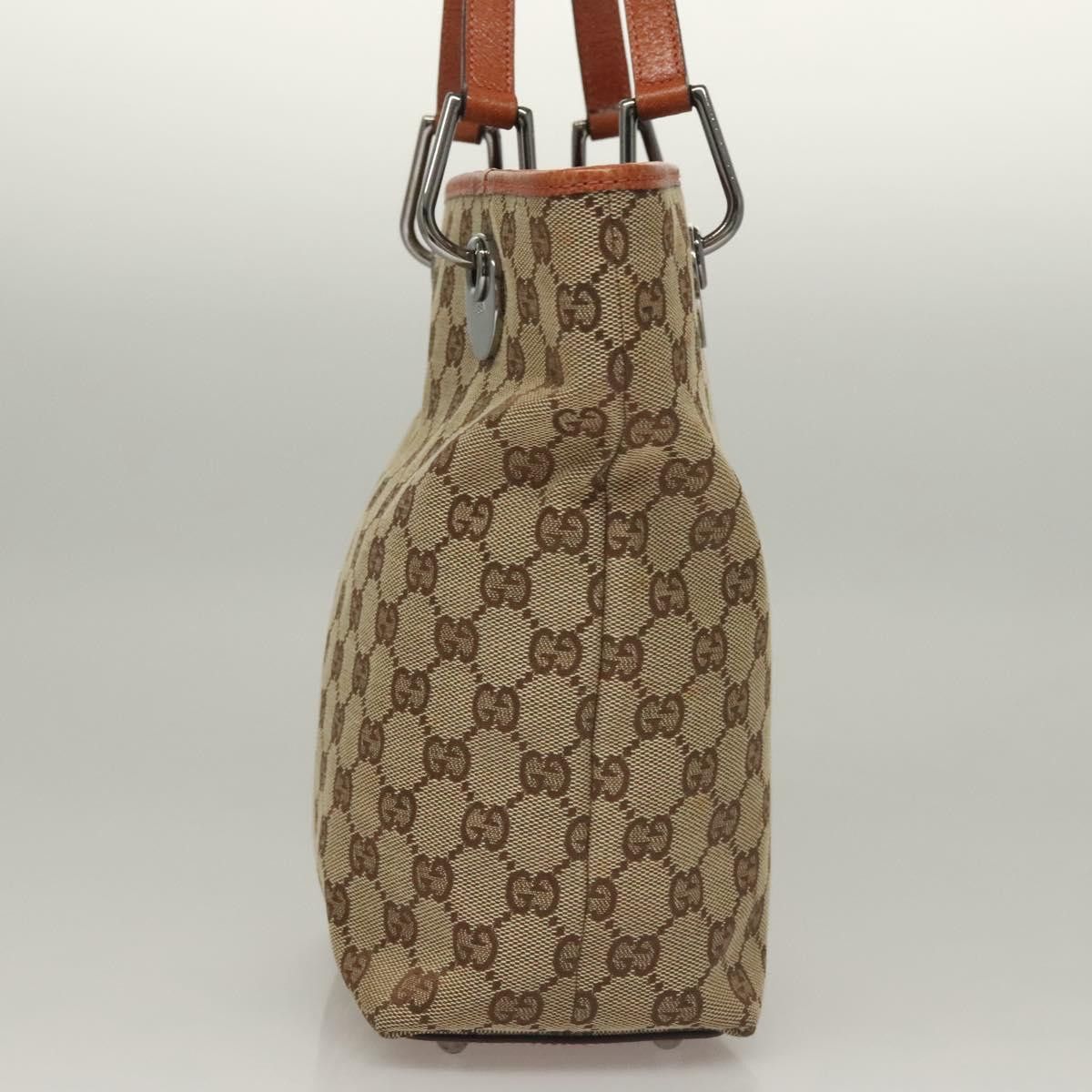 Gucci GUCCI GG Canvas Tote Bag Beige Silver Size ONE SIZE - 4 Thumbnail