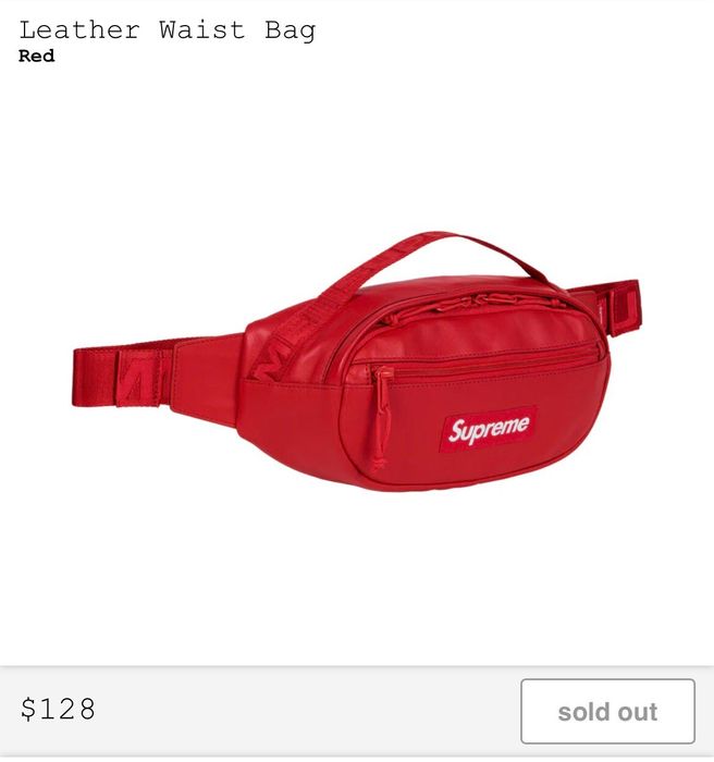 Supreme Leather Waist Bag Red