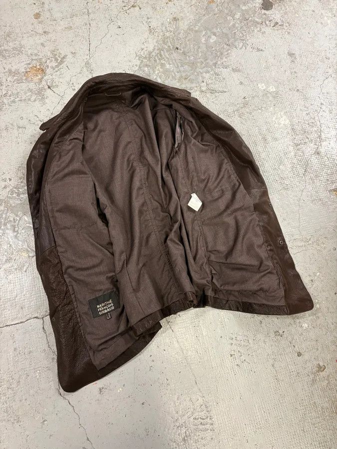 Marithe + Francois Girbaud AW2002 Marithé + François Girbaud Pleats Brown Leather Avant-Garde Blazer Jacket Size 44R - 7 Thumbnail