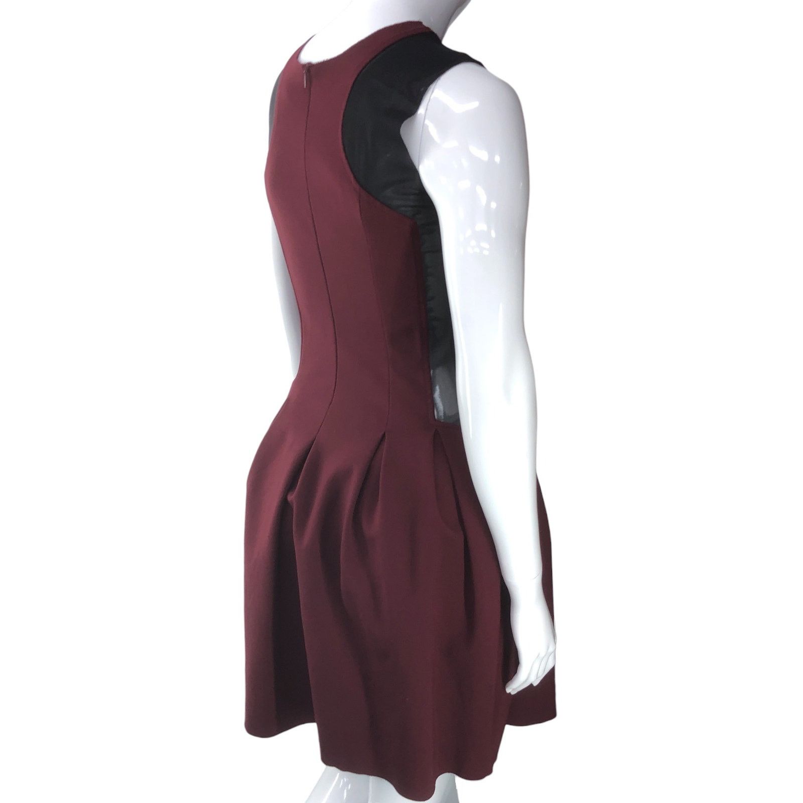 Maje Maje Size 2 Dress Maroon Black Mesh Cutouts Short Sleeve Size XS / US 0-2 / IT 36-38 - 9 Thumbnail