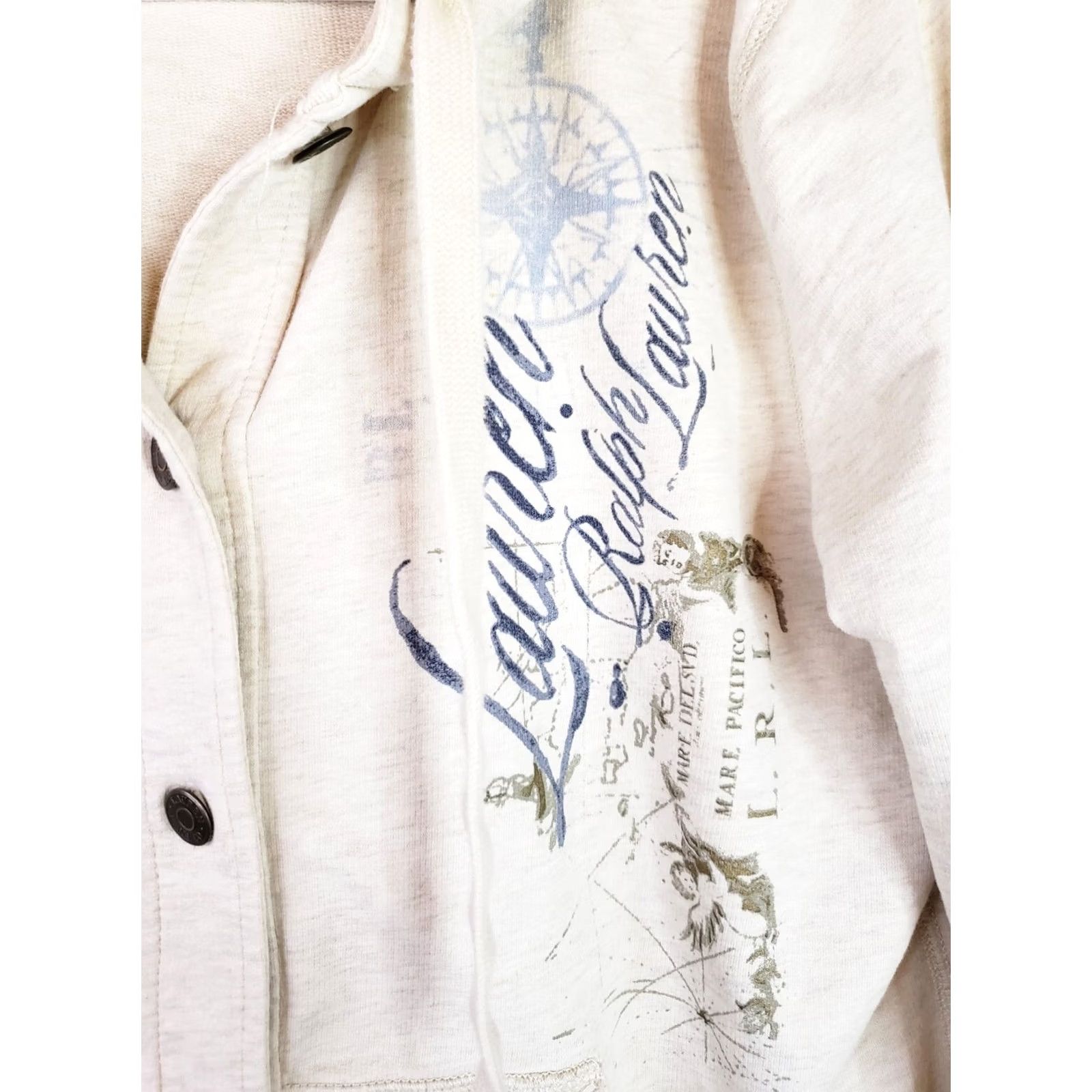 Ralph Lauren Lauren Ralph Lauren Hoodie Jacket Women's L Button Front Logo Beige Solid Hooded Pockets Fall Winter Spring Seasonal Casual Designer Regular Fit Size L / US 10 / IT 46 - 3 Thumbnail