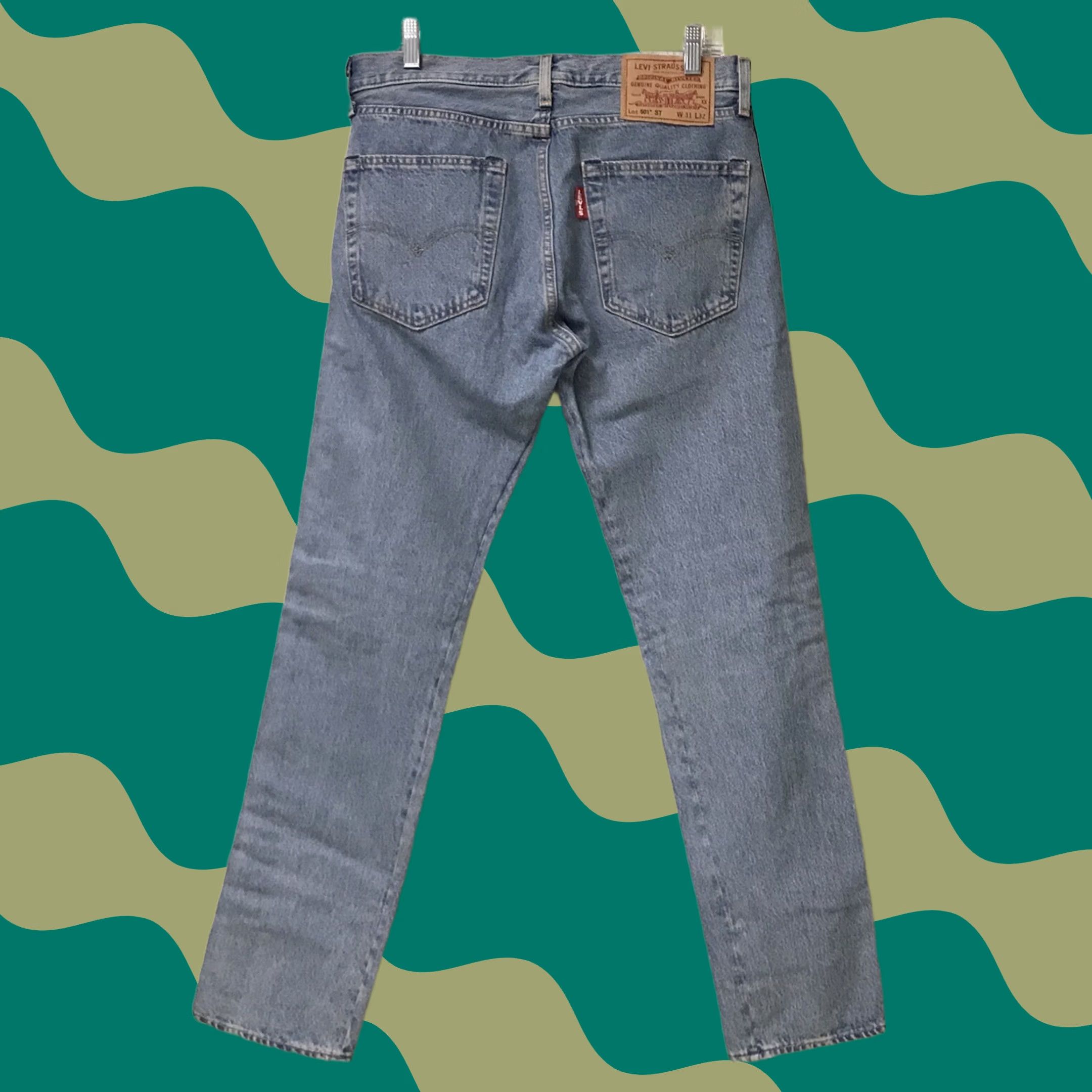 Levi's Levi's Men Blue Light Stone 501 Taper Sports USA Stripe Denim Jeans Pants 31x32 Jeans Regular Mens 90s Logo USA Stripe Stone Wash 501 St Size US 31 - 1 Thumbnail
