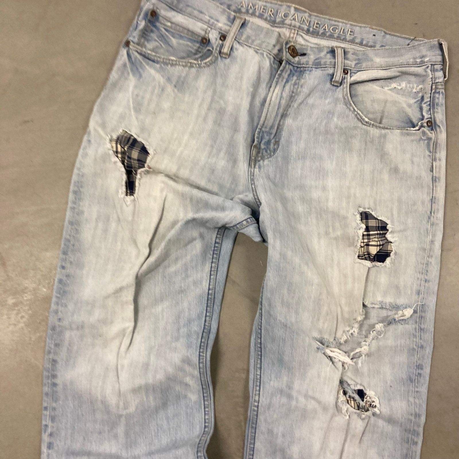 American Eagle Outfitters × Vintage Y2K American eagle flannel patchwork baggy jeans 38x32 Size US 38 / EU 54 - 5 Thumbnail