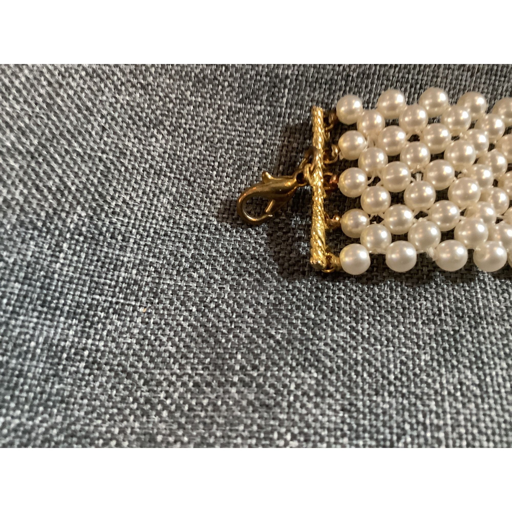 Other Faux Pearl Choker Necklace With Goldtone Chain Clasp 14" Vin Size ONE SIZE - 5 Thumbnail