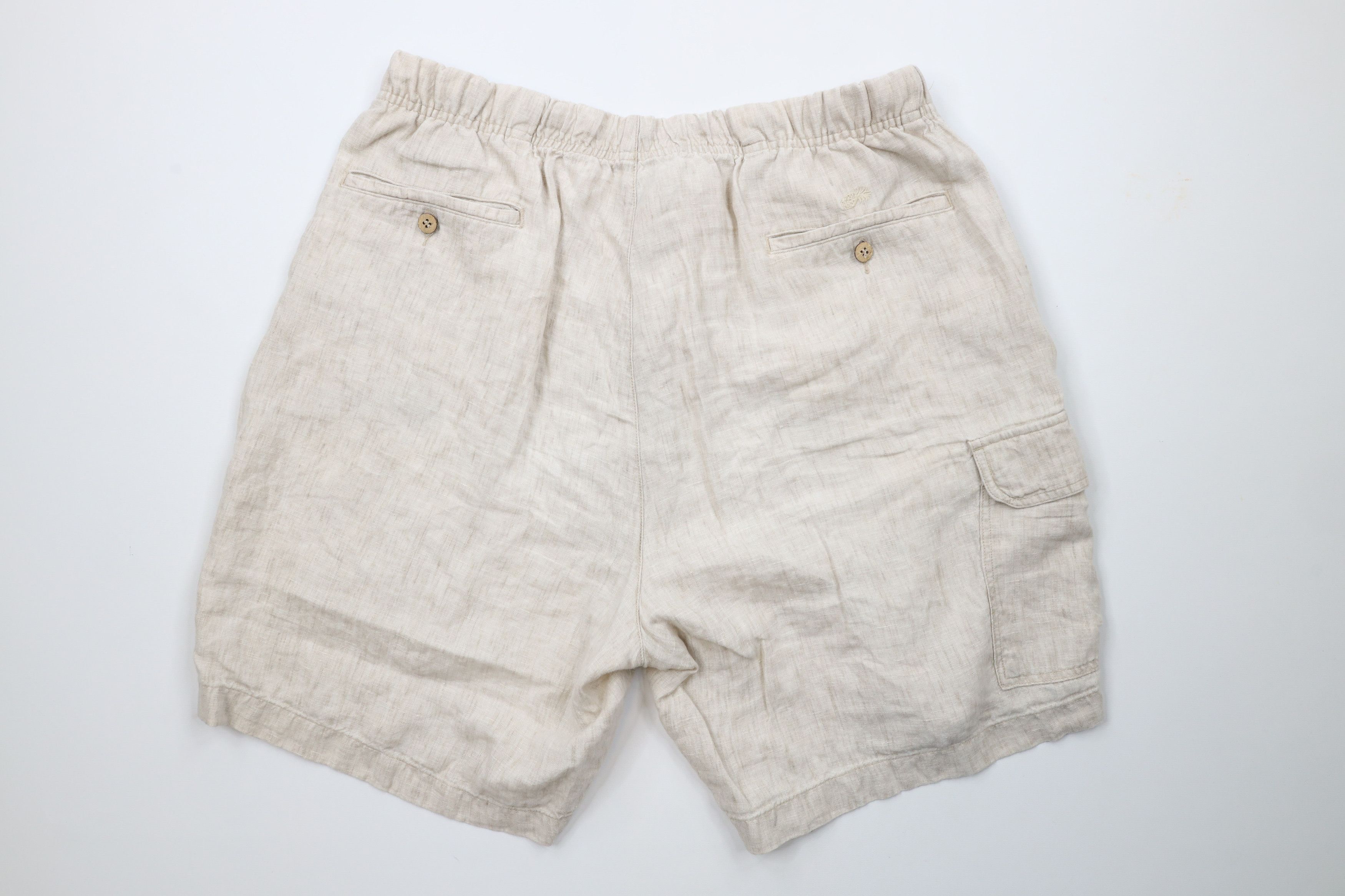 Vintage Vintage 90s Streetwear Linen Harem Beach Cargo Shorts Beige Size US 36 / EU 52 - 9 Thumbnail