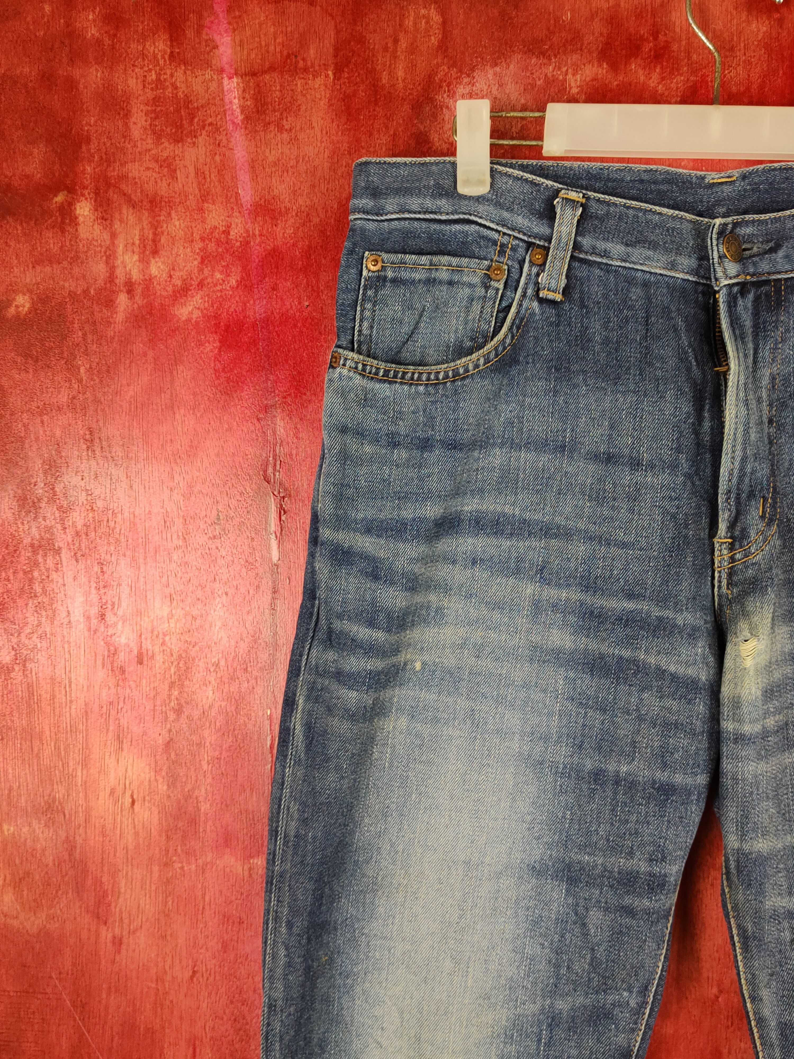 Edwin Edwin Dark Blue Distressed Ripped Soft Jeans #S2206 Size US 33 - 3 Thumbnail