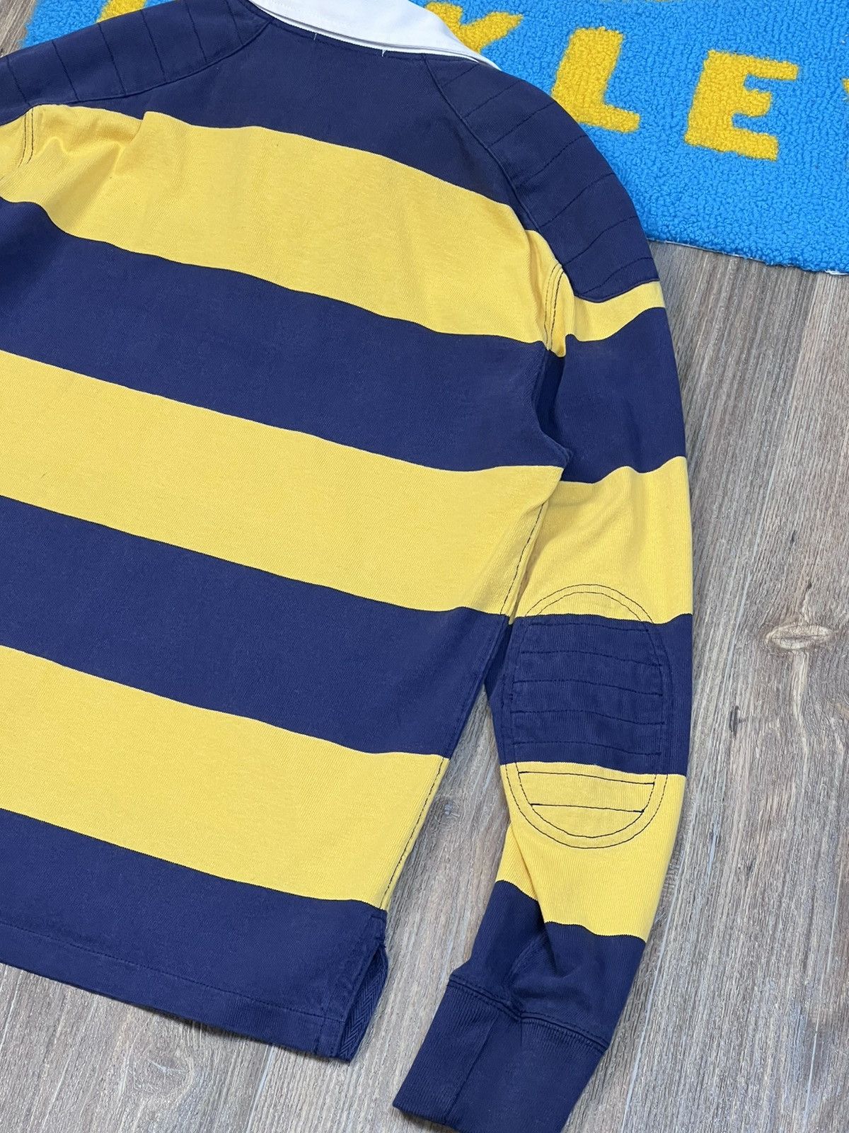 Polo Ralph Lauren × Rugby Ralph Lauren × Vintage Polo Ralph Lauren Yellow Blue Rugby Polo Long Sleeve Shirt Size US S / EU 44-46 / 1 - 10 Thumbnail