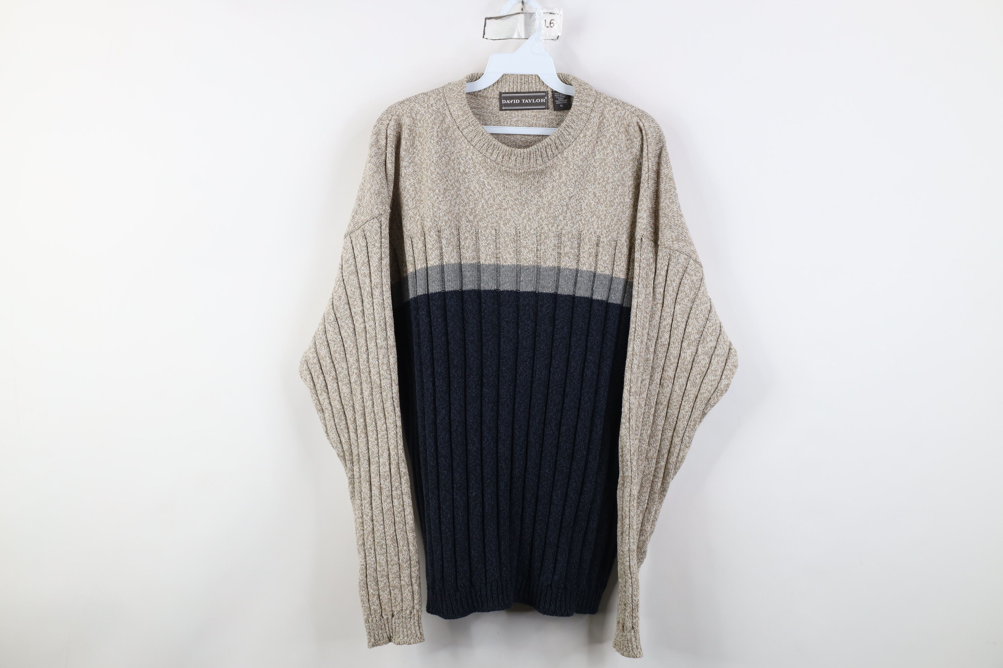 Vintage Vintage 90s Streetwear Ribbed Knit Crewneck Sweater USA Size US XL / EU 56 / 4 - 1 Thumbnail
