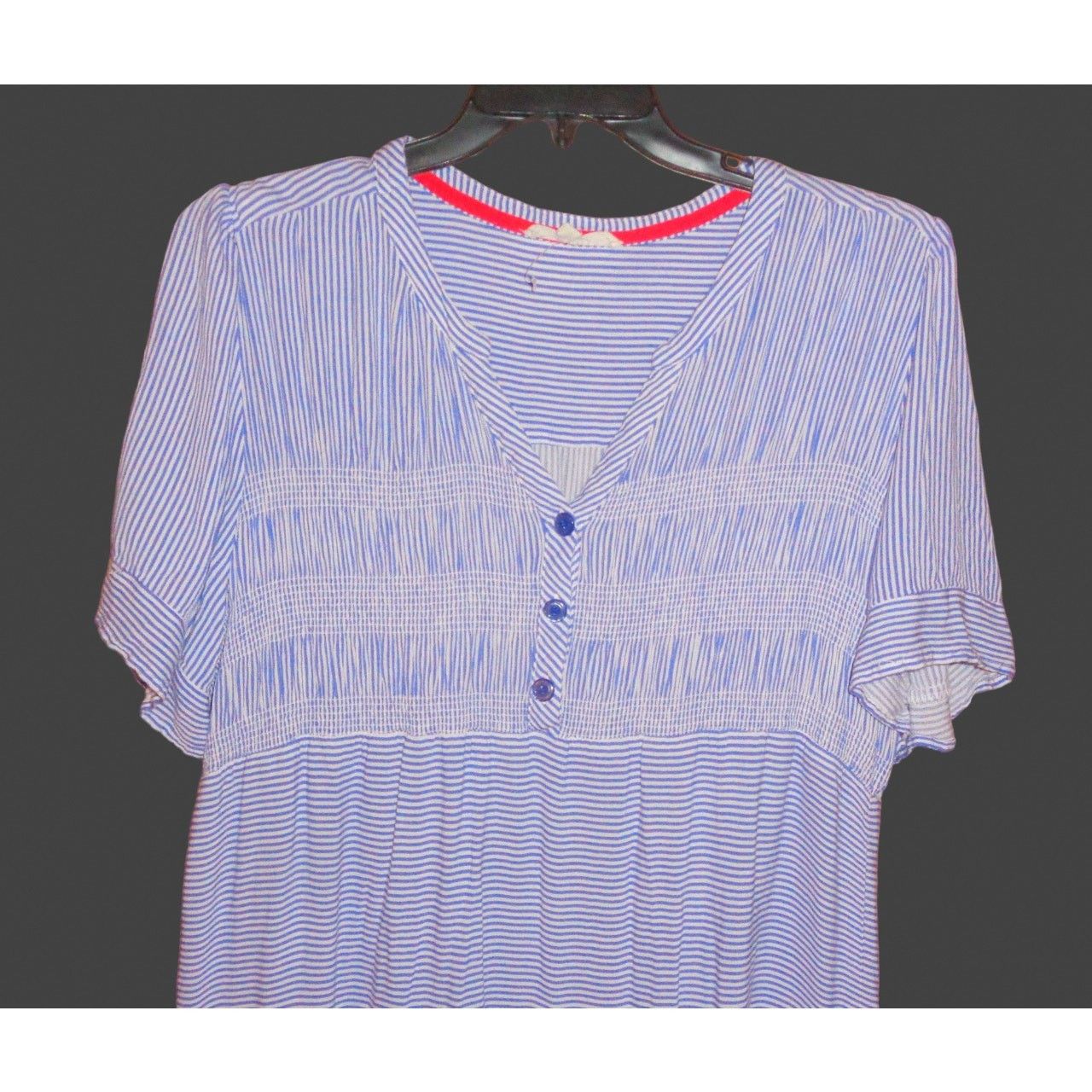 Other Blue Striped Tiered Long Dress XXL Elastic Smocking Boho Size XXL / US 16-18 / IT 52-54 - 2 Thumbnail