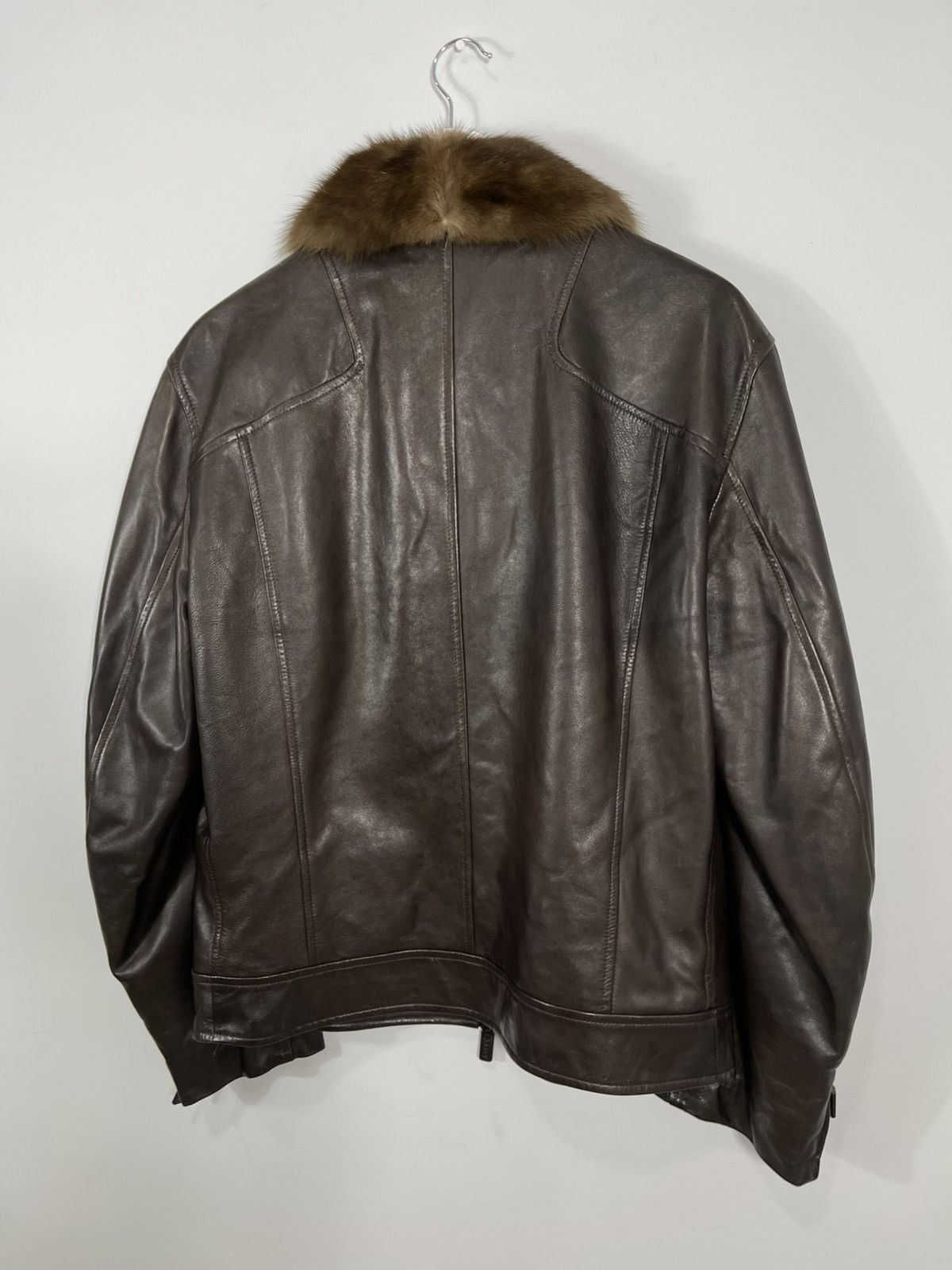 Bally Vintage BALLY Brown Soft Leather Jacket with Fur Collar Size US L / EU 52-54 / 3 - 8 Thumbnail