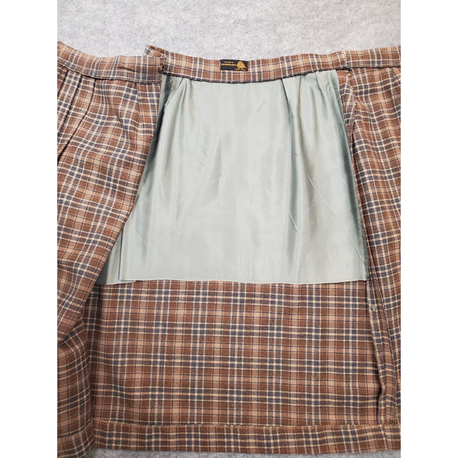 Other Vintage Women's Small Tan & Gray Plaid Wool Wrap Skirt Size 26" / US 2 / IT 38 - 6 Thumbnail