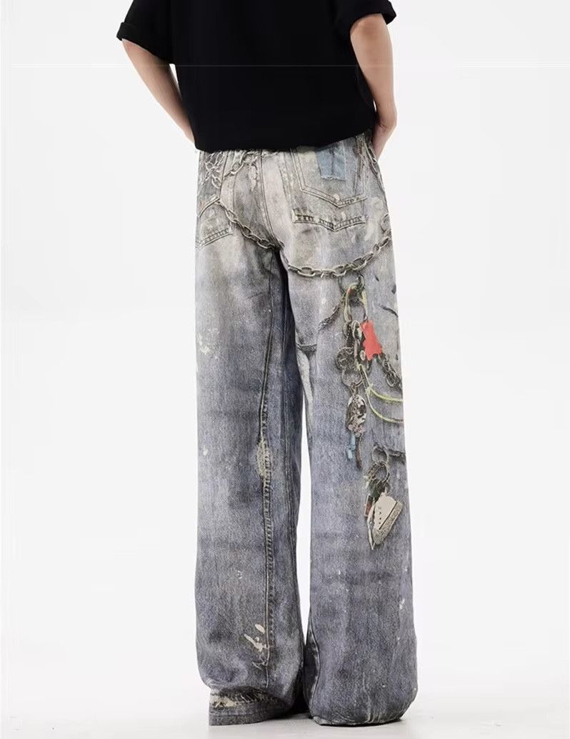 Japanese Brand × Jean Y2K 3D-Printed Chain Graphic Blue Baggy Jeans Size US 33 - 4 Thumbnail