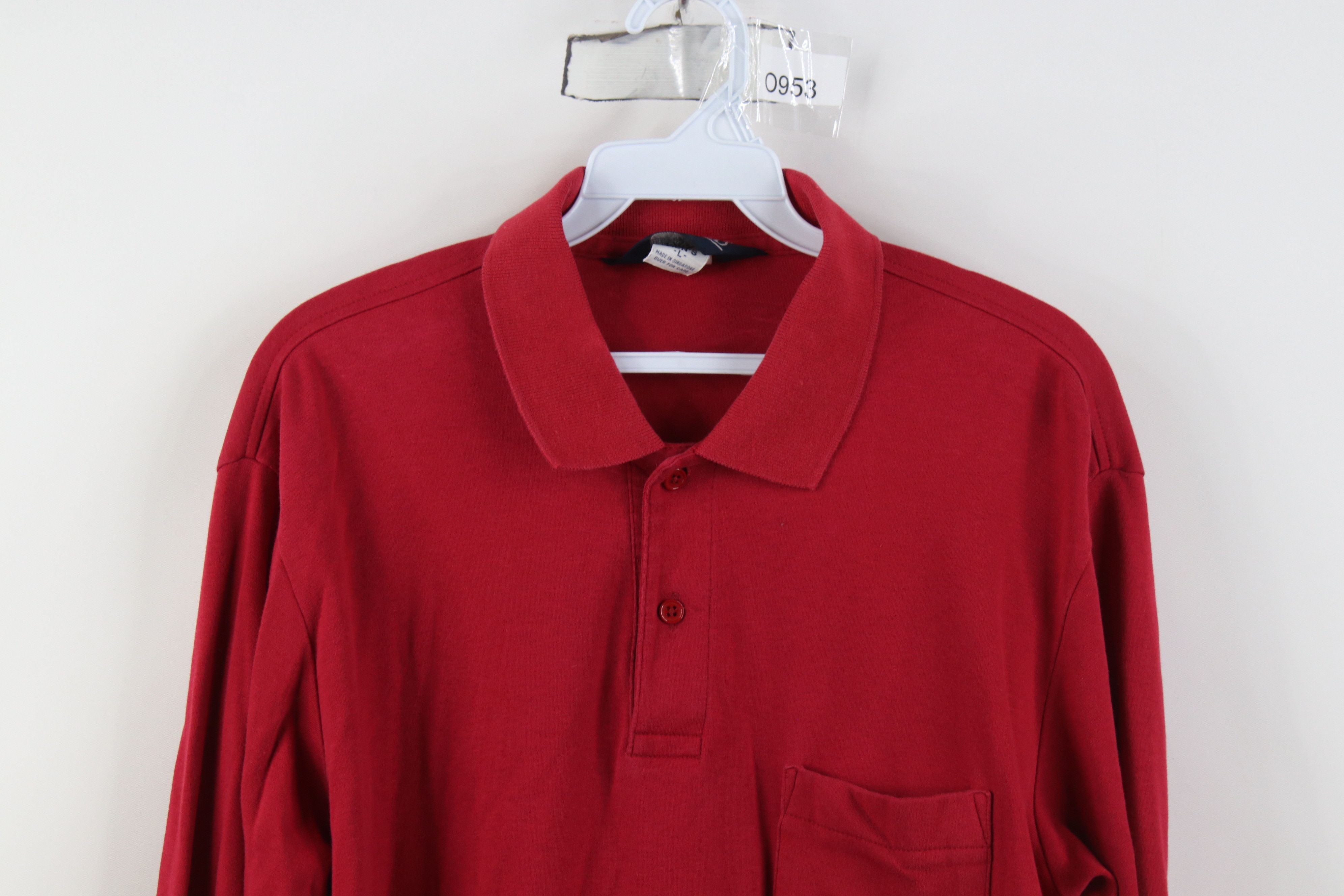Lands' End Vintage 90s Lands End Soft Cotton Long Sleeve Polo Shirt Red Size US L / EU 52-54 / 3 - 2 Thumbnail