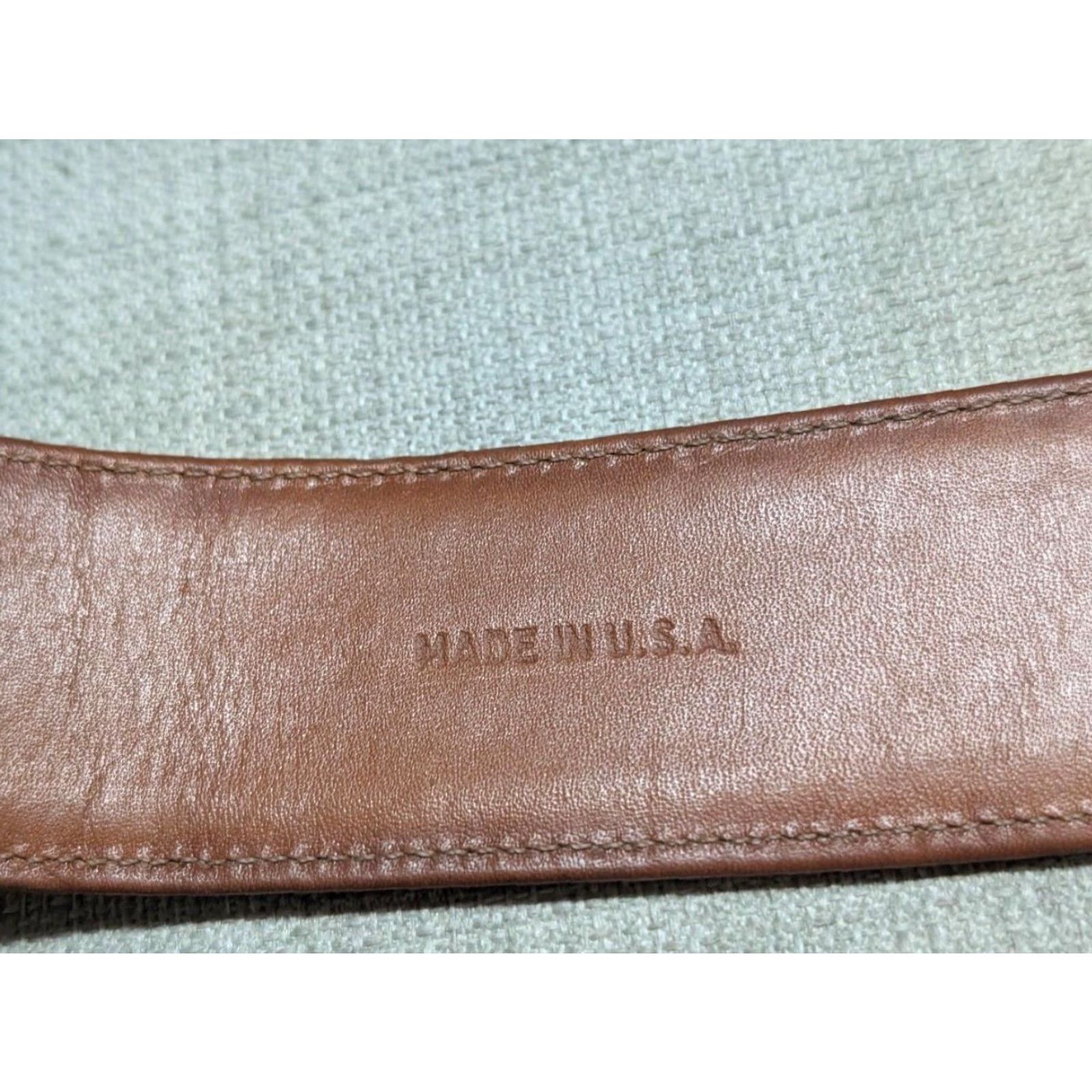 Dooney & Bourke VINTAGE Dooney & Bourke belt brass buckle 1-5/8" leather White/Cream Western Women One Size 36" total length 30.5-33.5" holes Mens Womens Girls Boys Size ONE SIZE - 5 Thumbnail