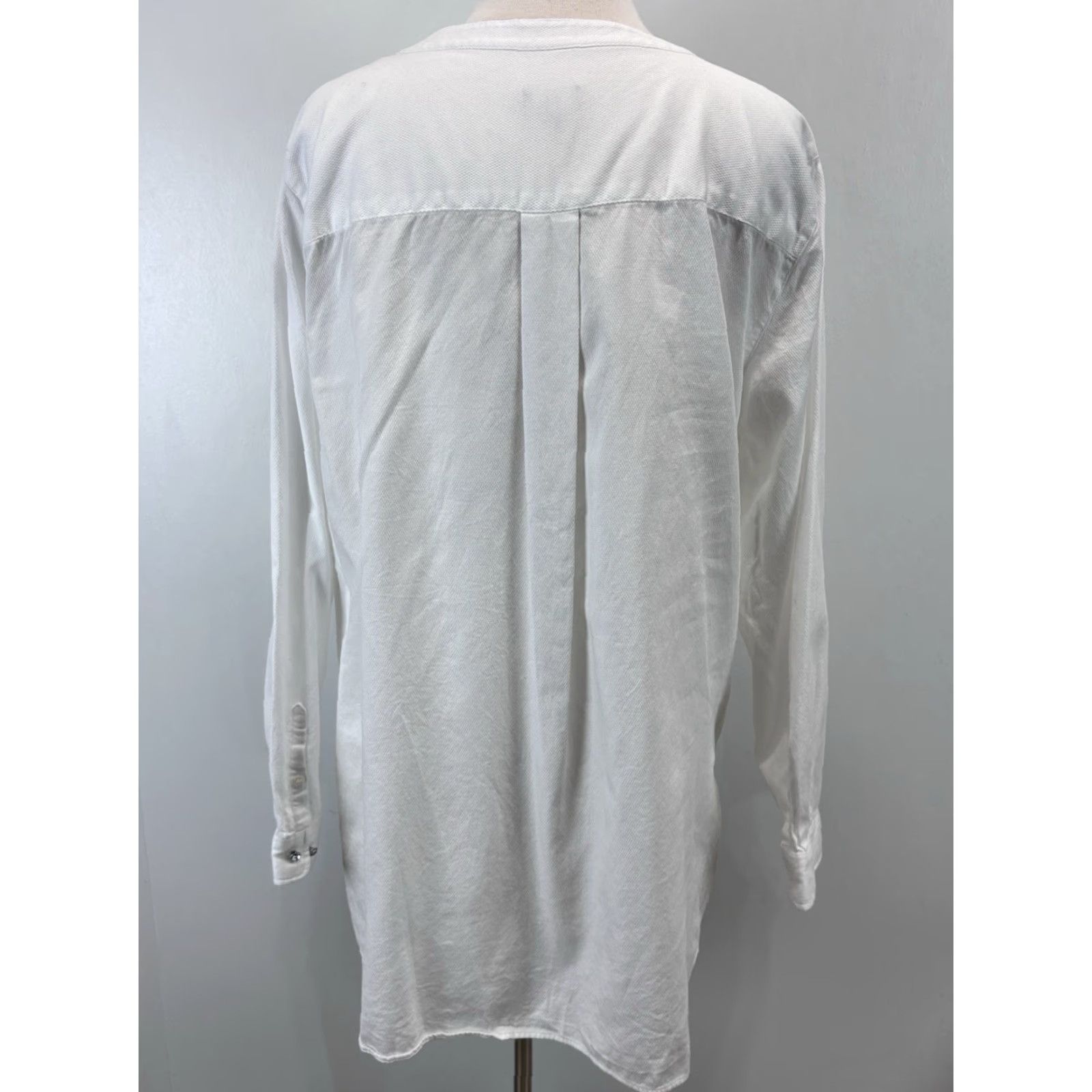 Talbots VINTAGE Talbots Women's Tunic Shirt Plus Size 2X Cotton Long Sleeve White Bling Buttons Casual Classic Size XXL / US 16-18 / IT 52-54 - 3 Thumbnail
