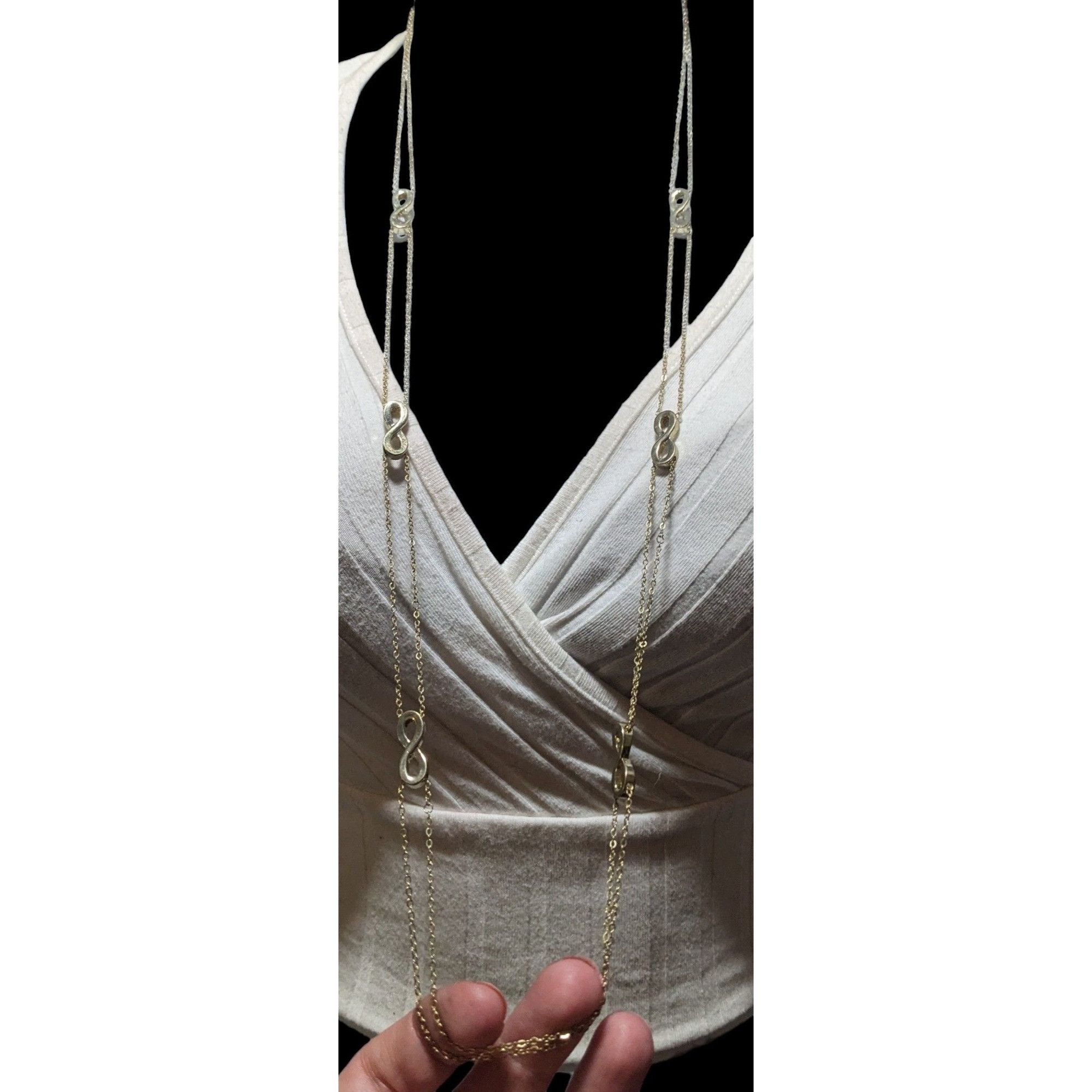 Other Gold Multi-Strand Long Necklace With Infinity Symbol Accents Size ONE SIZE - 8 Thumbnail