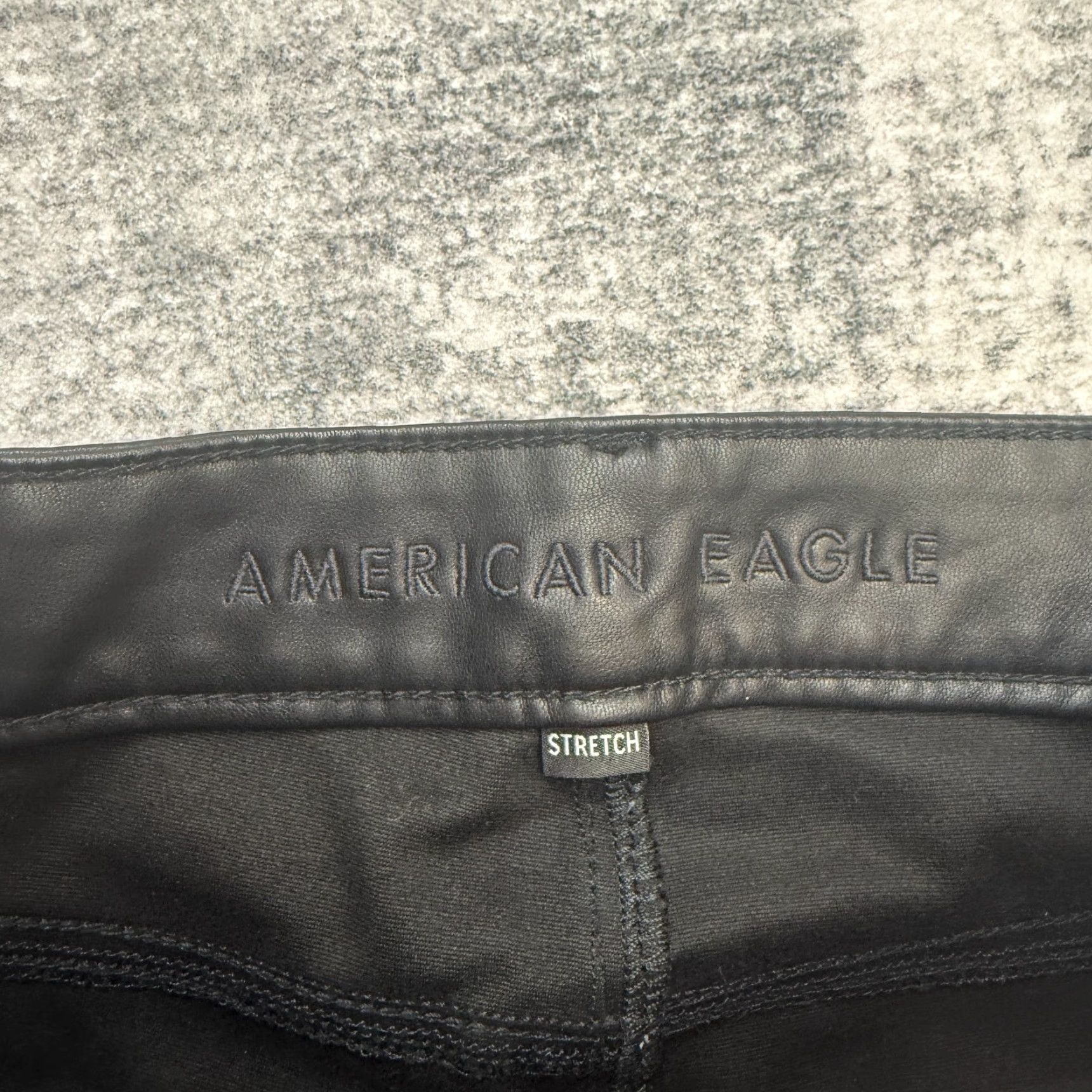 American Eagle Outfitters Amer ican Eagle Pants Womens 4 Black High Rise Flare Faux Leather Party Jeans Size 27" / US 4 / IT 40 - 3 Thumbnail