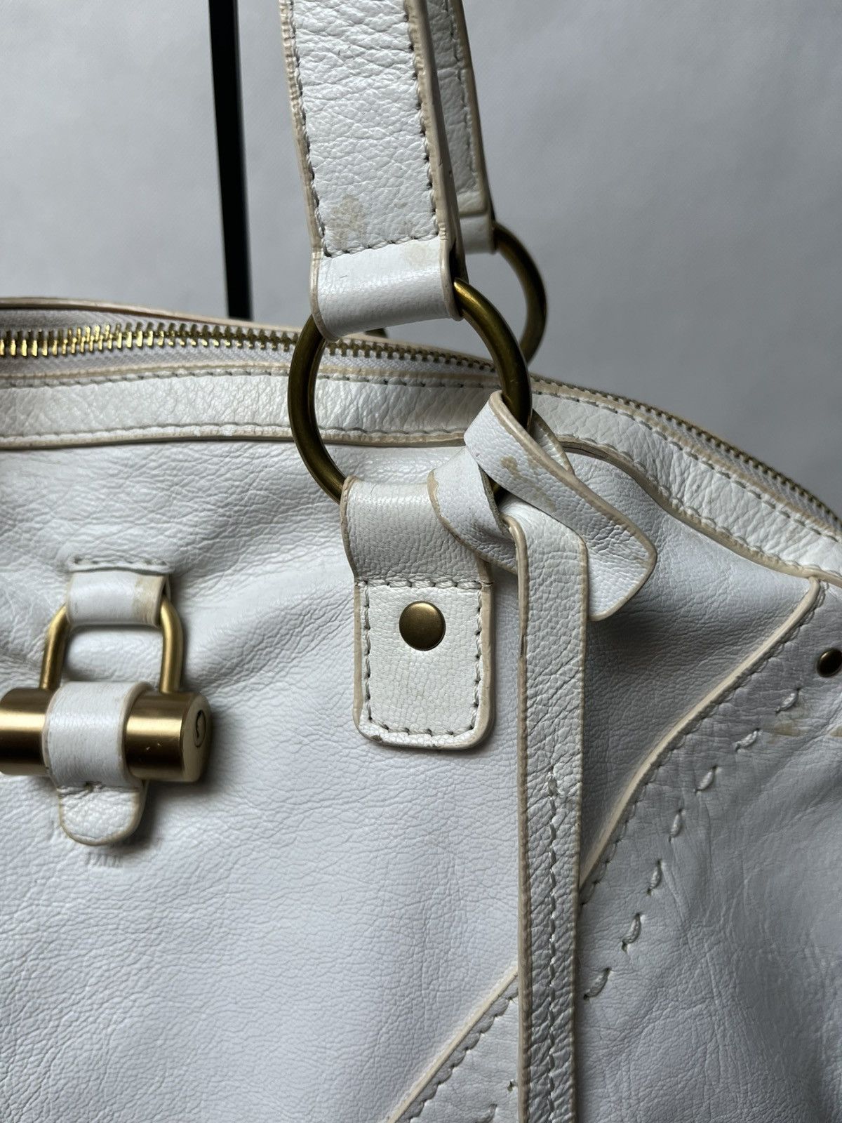 Yves Saint Laurent Yves Saint Laurent rive gauche Muse white leather hand bag Size ONE SIZE - 4 Thumbnail