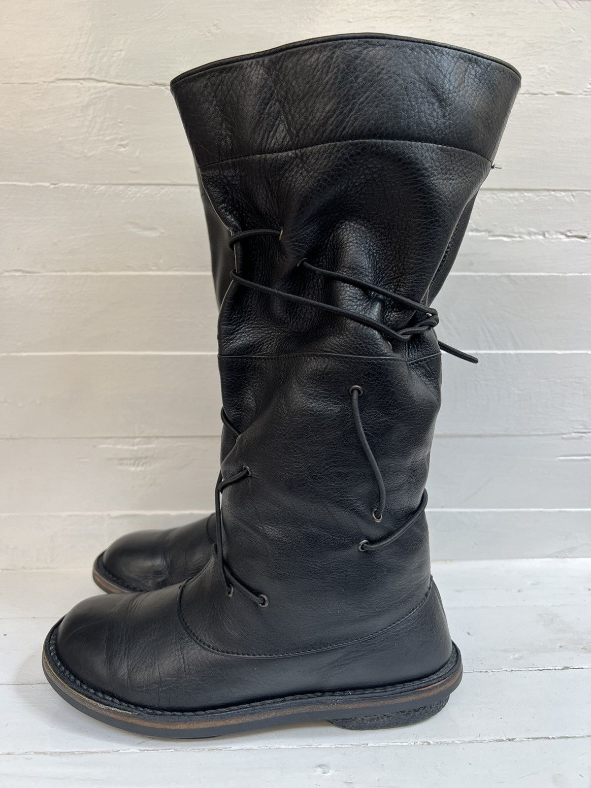 Trippen Trippen Hysterie Black Leather Slouchy Tall Boot Gothic Punk Size US 7 / IT 37 - 4 Thumbnail