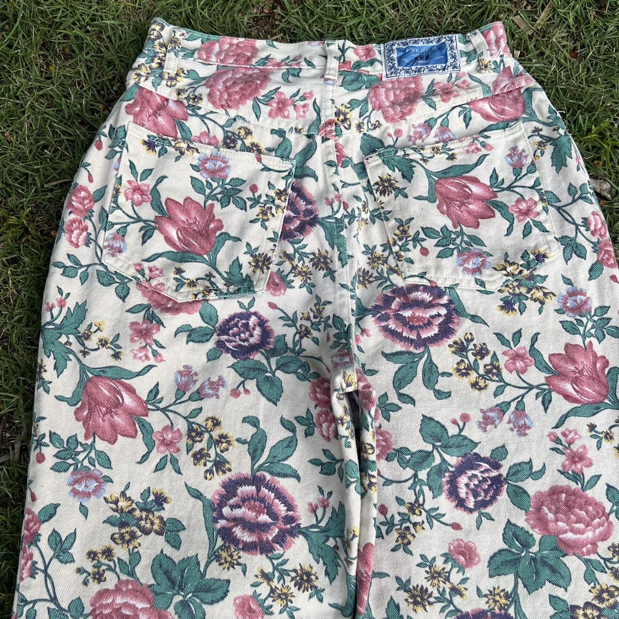 Japanese Brand “VINTAGE” FULL PRINT FLORAL DENIM JEANS STATEMENT PIECE Size US 28 / EU 44 - 14 Thumbnail