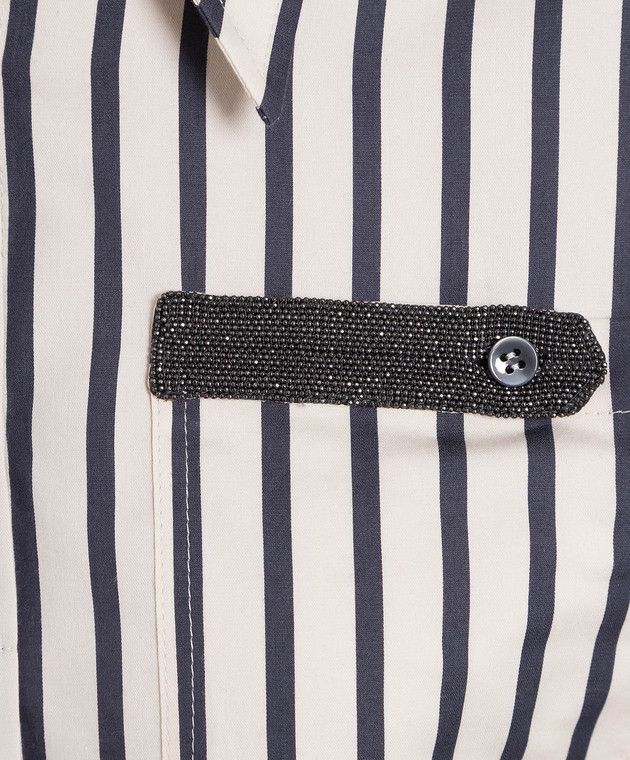 Brunello Cucinelli o1y0725 Striped Shirt in Ivory/Black Size XXS / US 00 / IT 34 - 2 Thumbnail